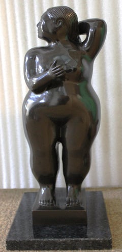 After Botero -Standing Woman Bronze Sculpture