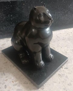 D'après Fernando Botero Sculpture en bronze "Chat", édition de 50 pièces