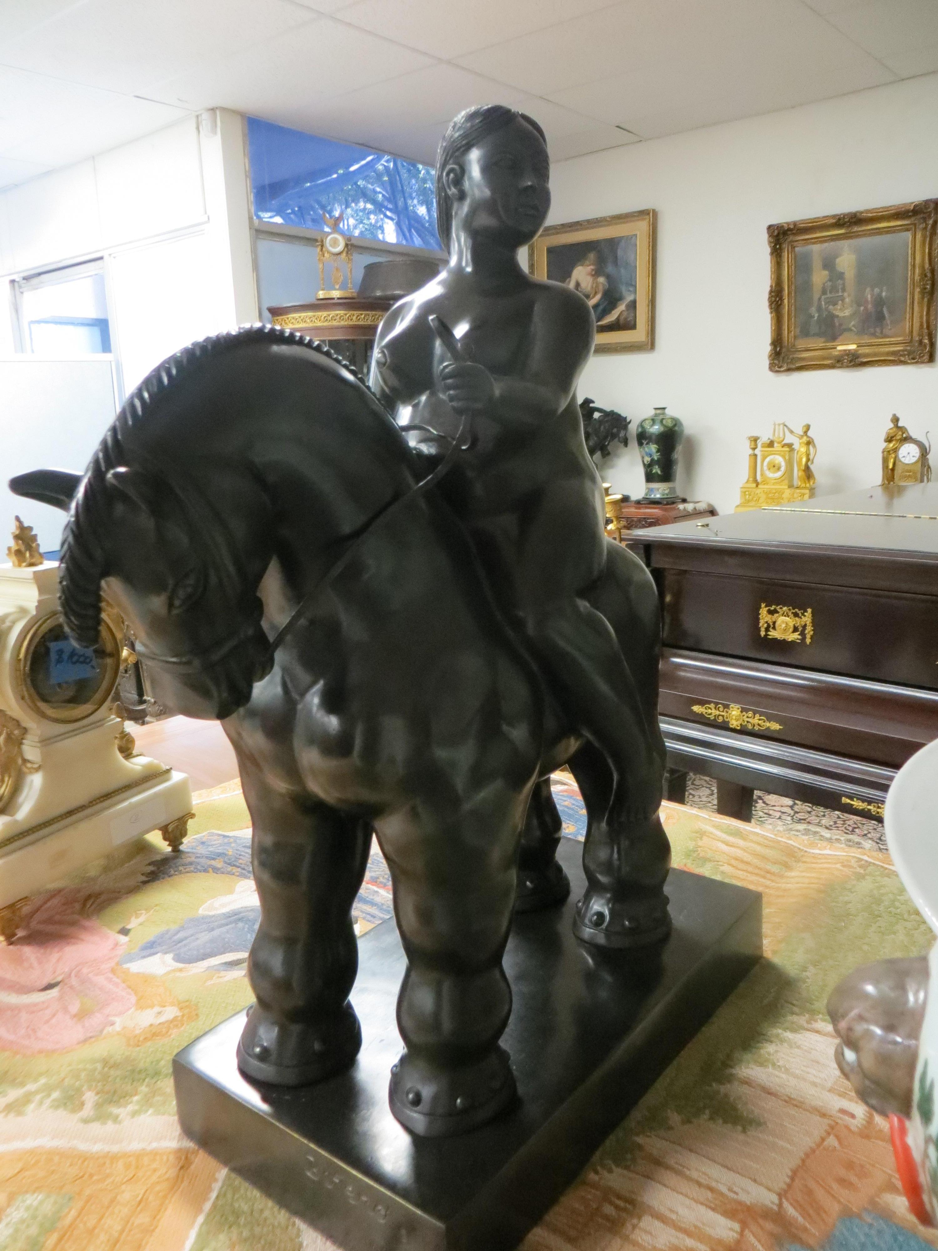 After Fernando Botero  Mujer a caballo For Sale 1