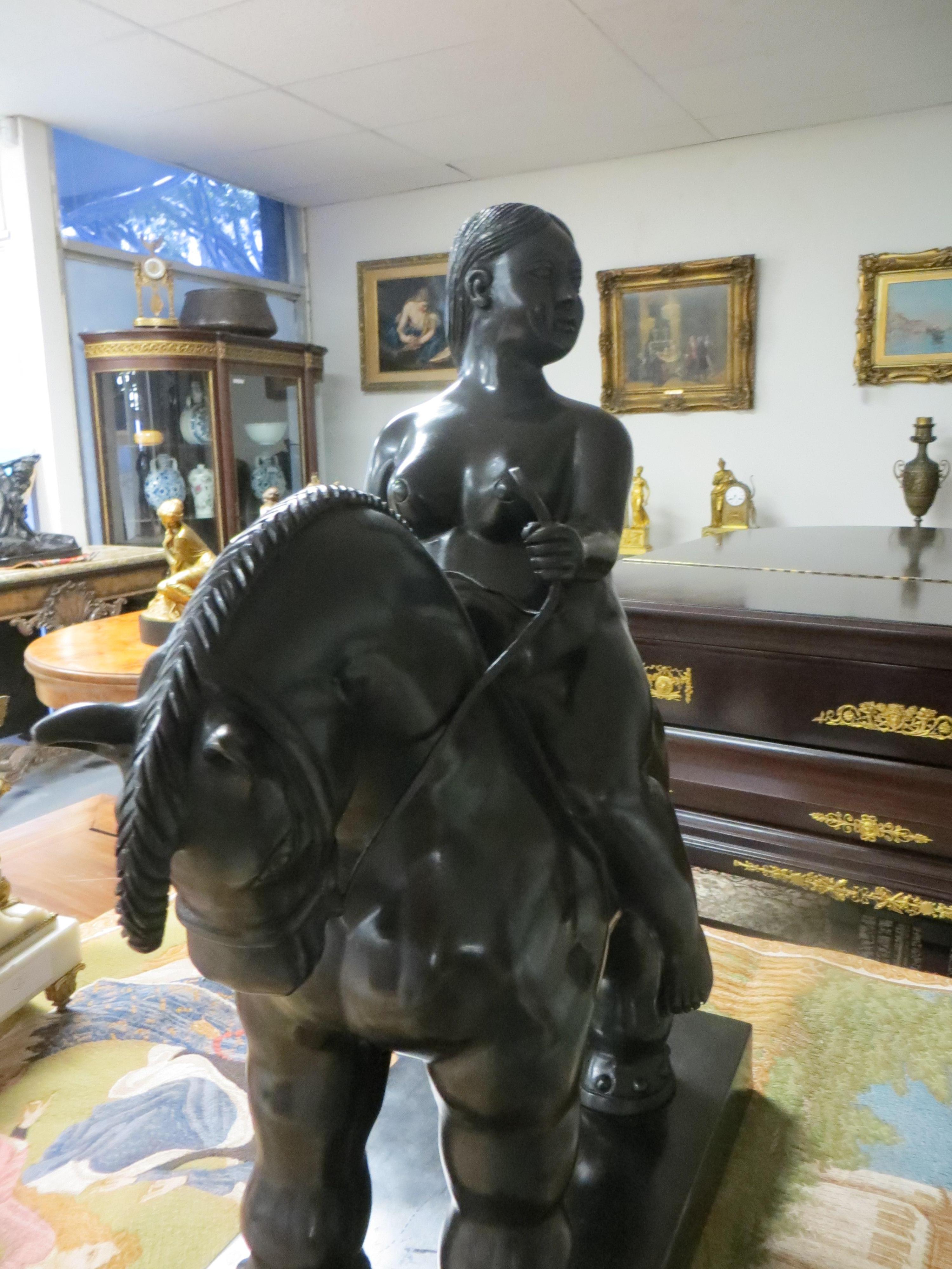 After Fernando Botero  Mujer a caballo For Sale 2