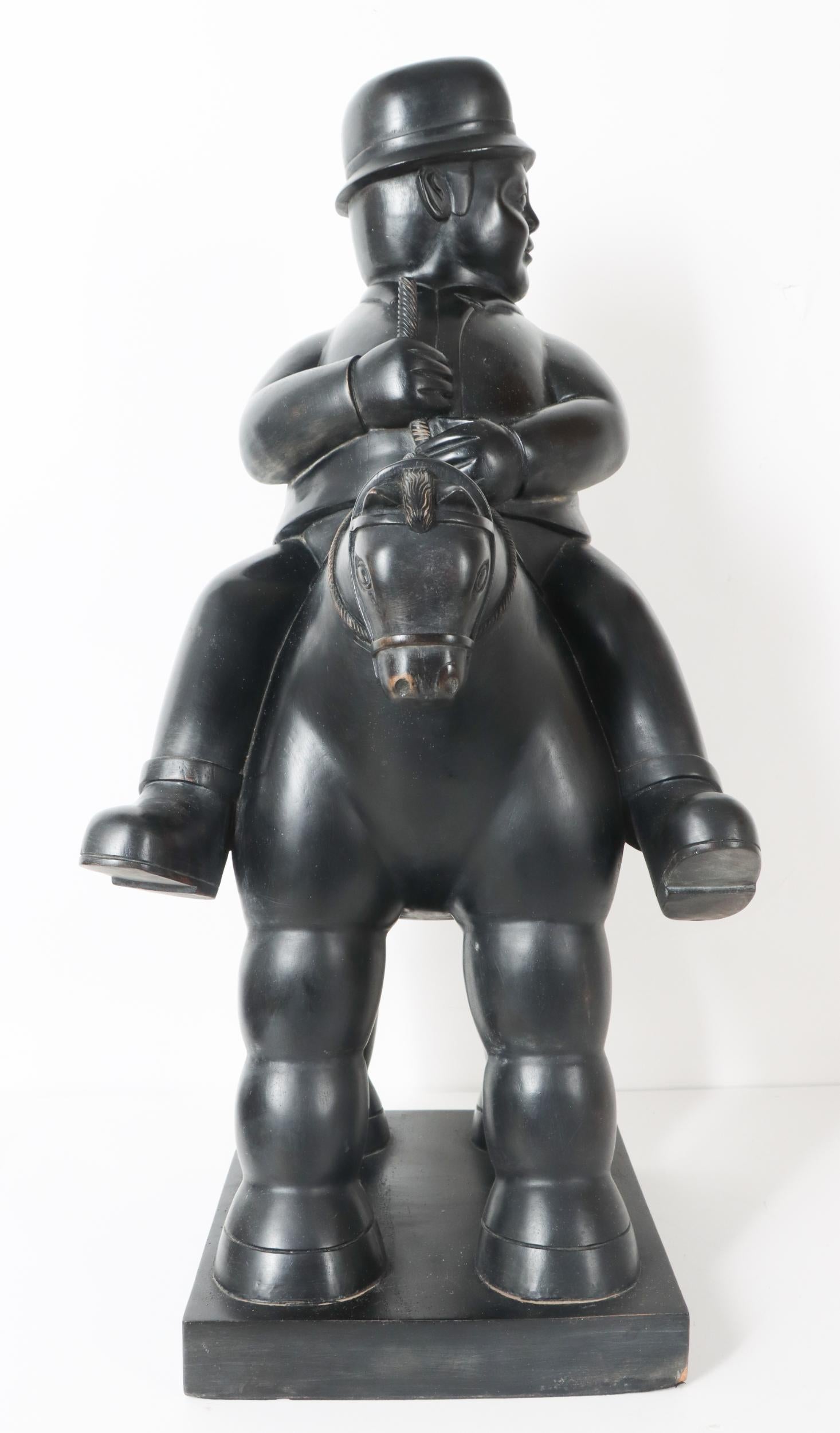 Sculpture en bois « Homme sur cheval » de Fernando Botero en vente 3