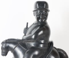 Fernando Botero "Man on Horse" Wood Sculpture