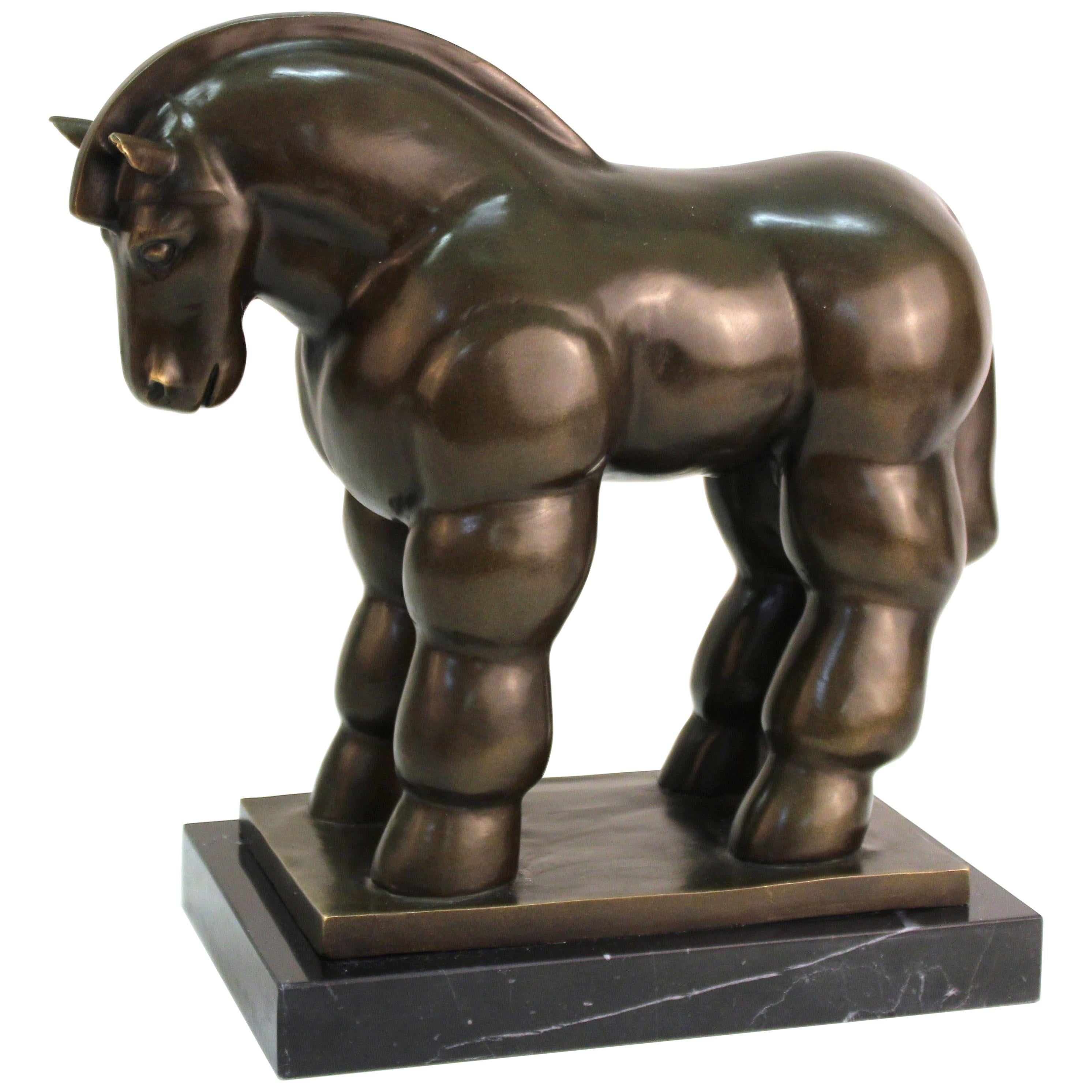 Fernando Botero Modern Bronze Horse Sculpture