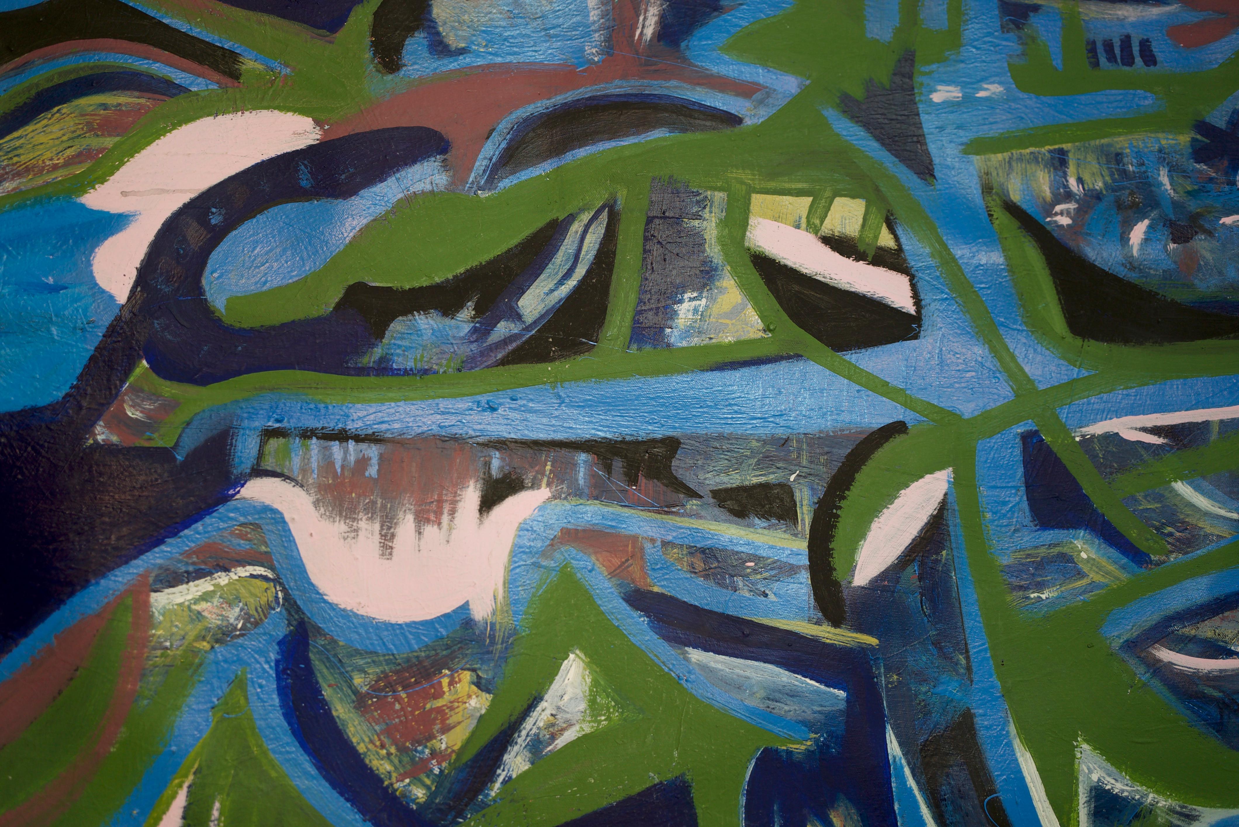 Jungla, Art contemporain, Peinture abstraite, 21ème siècle - Bleu Abstract Painting par Fernando Esteban