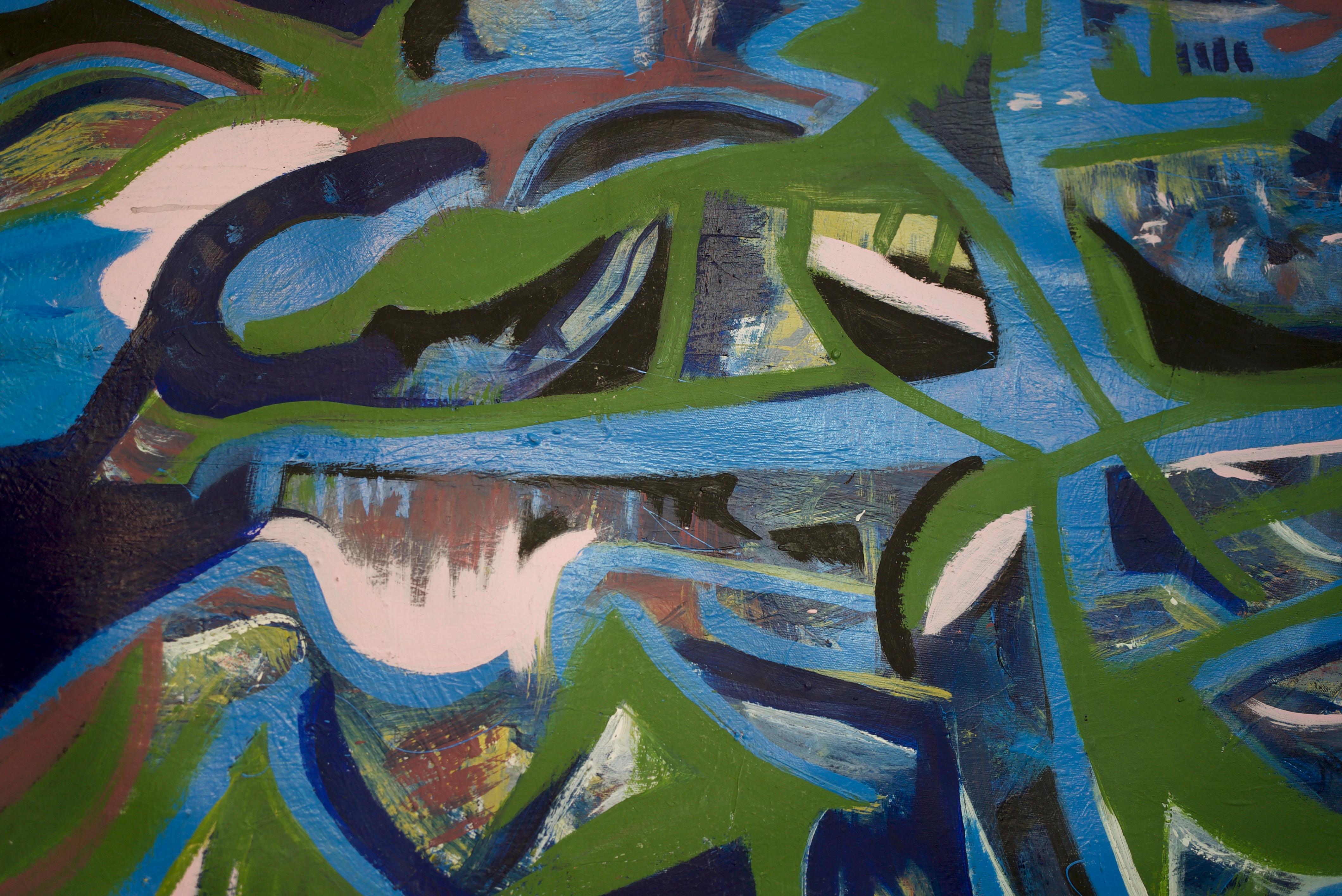 Jungla, Arte contemporanea, Pittura astratta, 21° secolo - Abstract Painting Blu di Fernando Esteban
