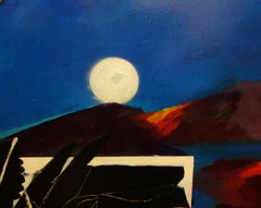 "Nachtlandschaft-Toskana"   l   1989  Durchmesser  cm. 100  Blau, Nacht