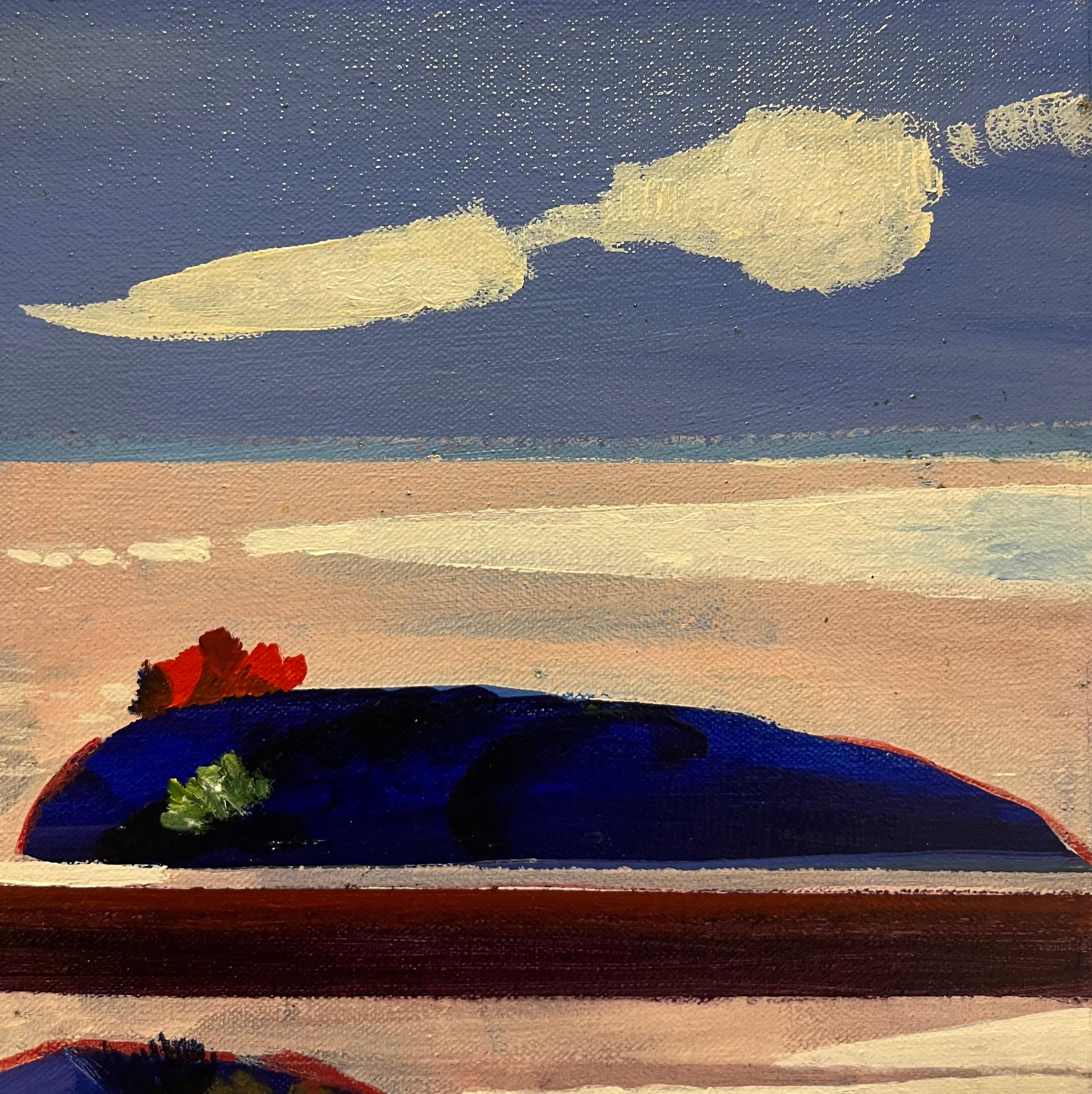 « Paysage toscan », nuages sur l'horizon, huile cm. 50 x 40 1970 - Noir Landscape Painting par Fernando FARULLI