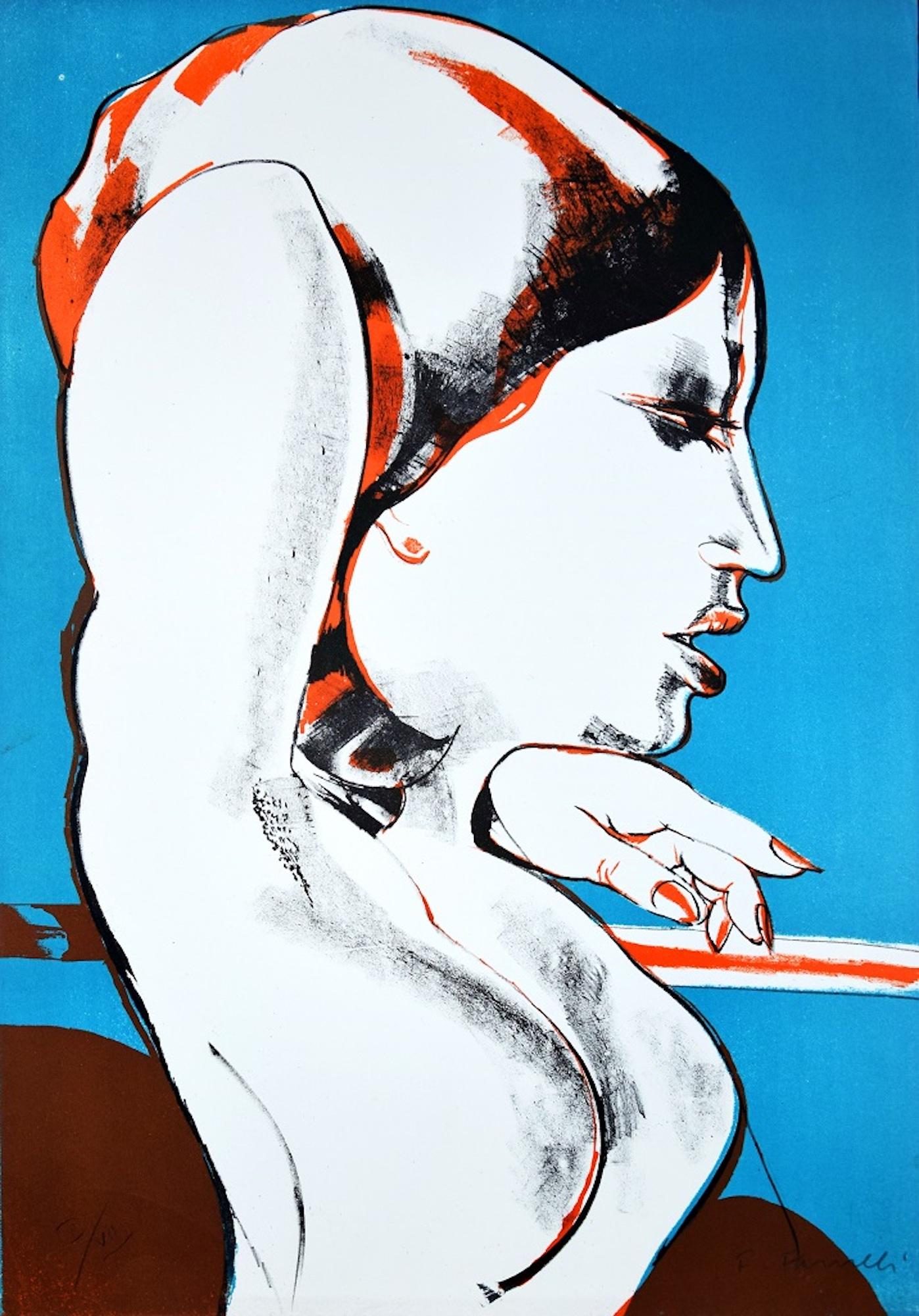 Fernando FARULLI Print - The Diva - Lithograph by Fernando Farulli - 1970s