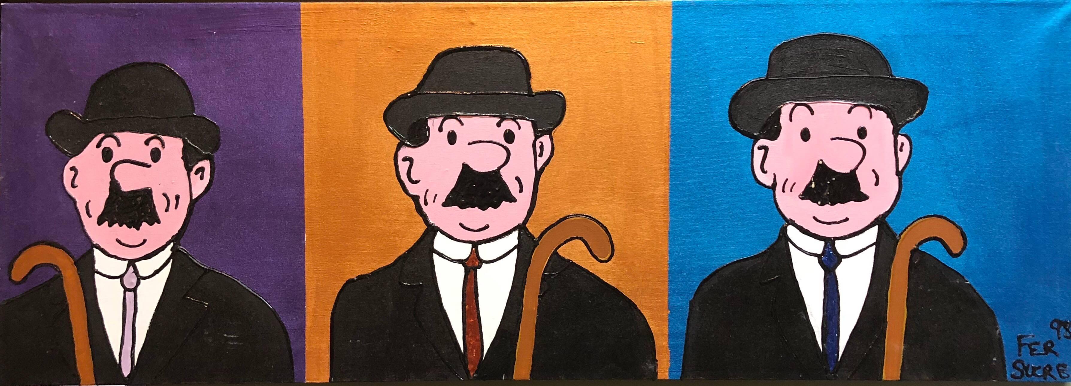 Peinture à l'acrylique Pop Art « Detectives » des livres comiques de Tintin - Painting de Fernando Fer Sucre