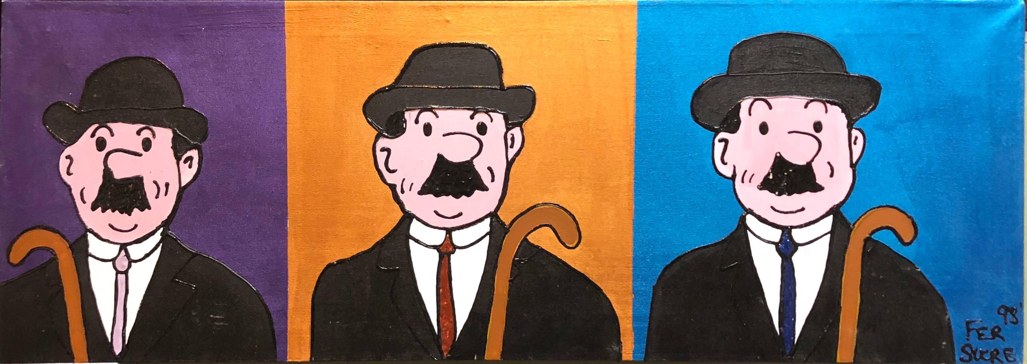 Ce sont les détectives de la bande dessinée belge Tintin créée par Herge. FER SUCRE est un artiste d'origine vénézuélienne qui vit actuellement à Wynwood Miami, en Floride. Il a étudié le graphisme et la peinture à l'Institut de Design/One et à