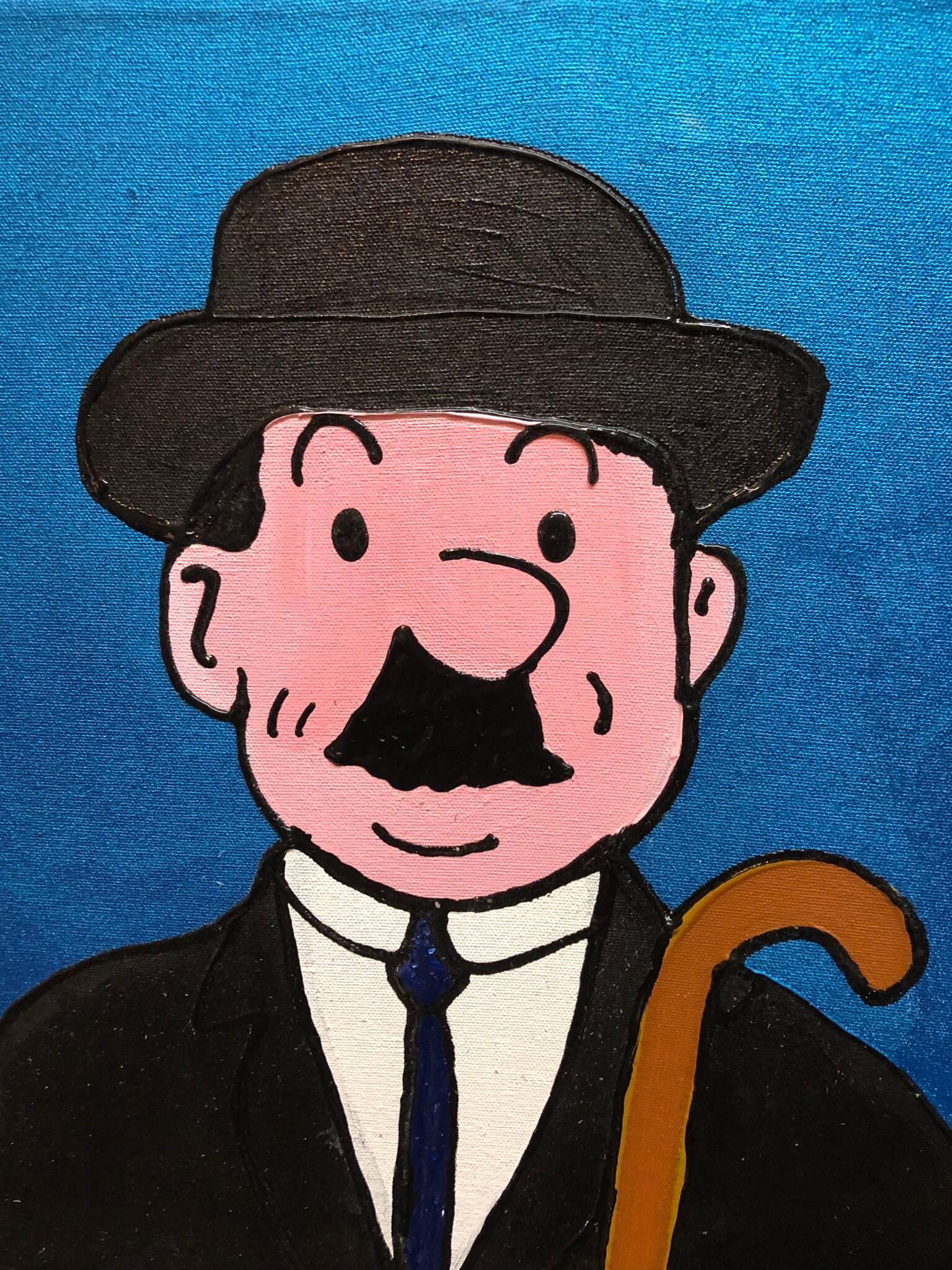 Pop Art Acrylic Painting 'Detectives' from the Tintin Comic books 1