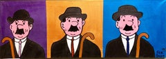 Vintage Pop Art Acrylic Painting 'Detectives' from the Tintin Comic books