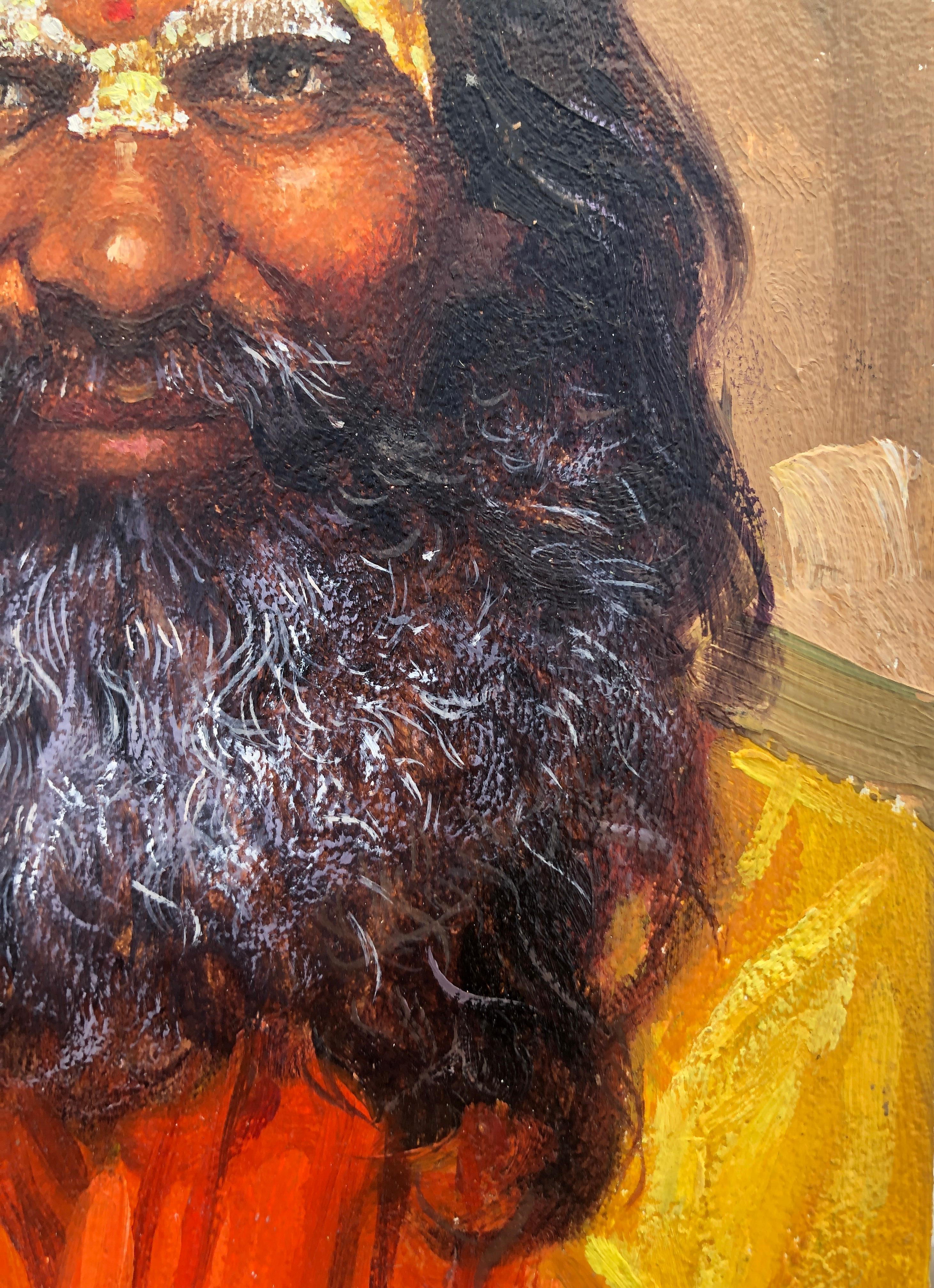 Sadhu saggio indiano dipinto a olio su tavola India - Painting Realismo di Fernando Fernandez