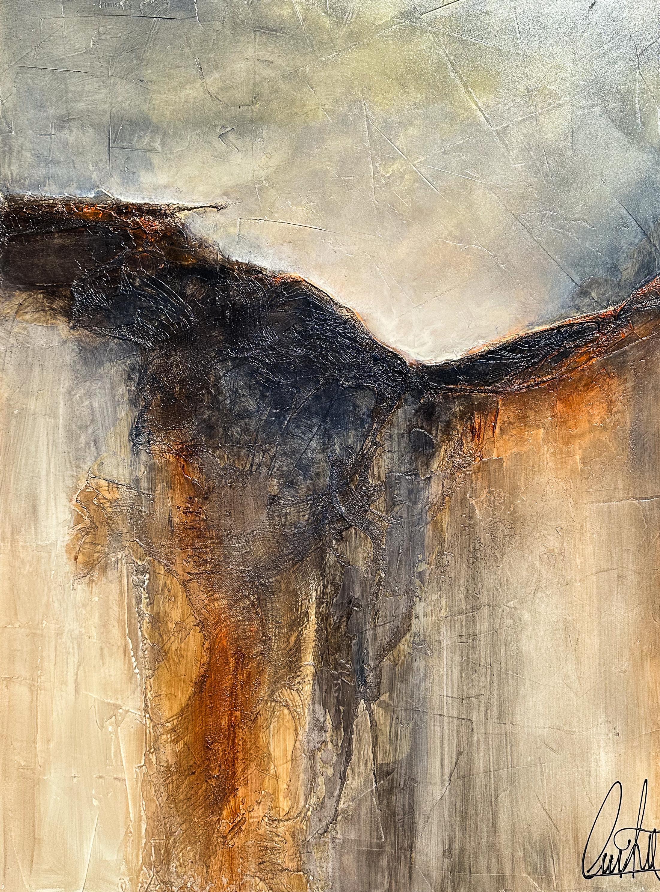 Land der Sonne, Abstraktes Gemälde – Mixed Media Art von Fernando Garcia