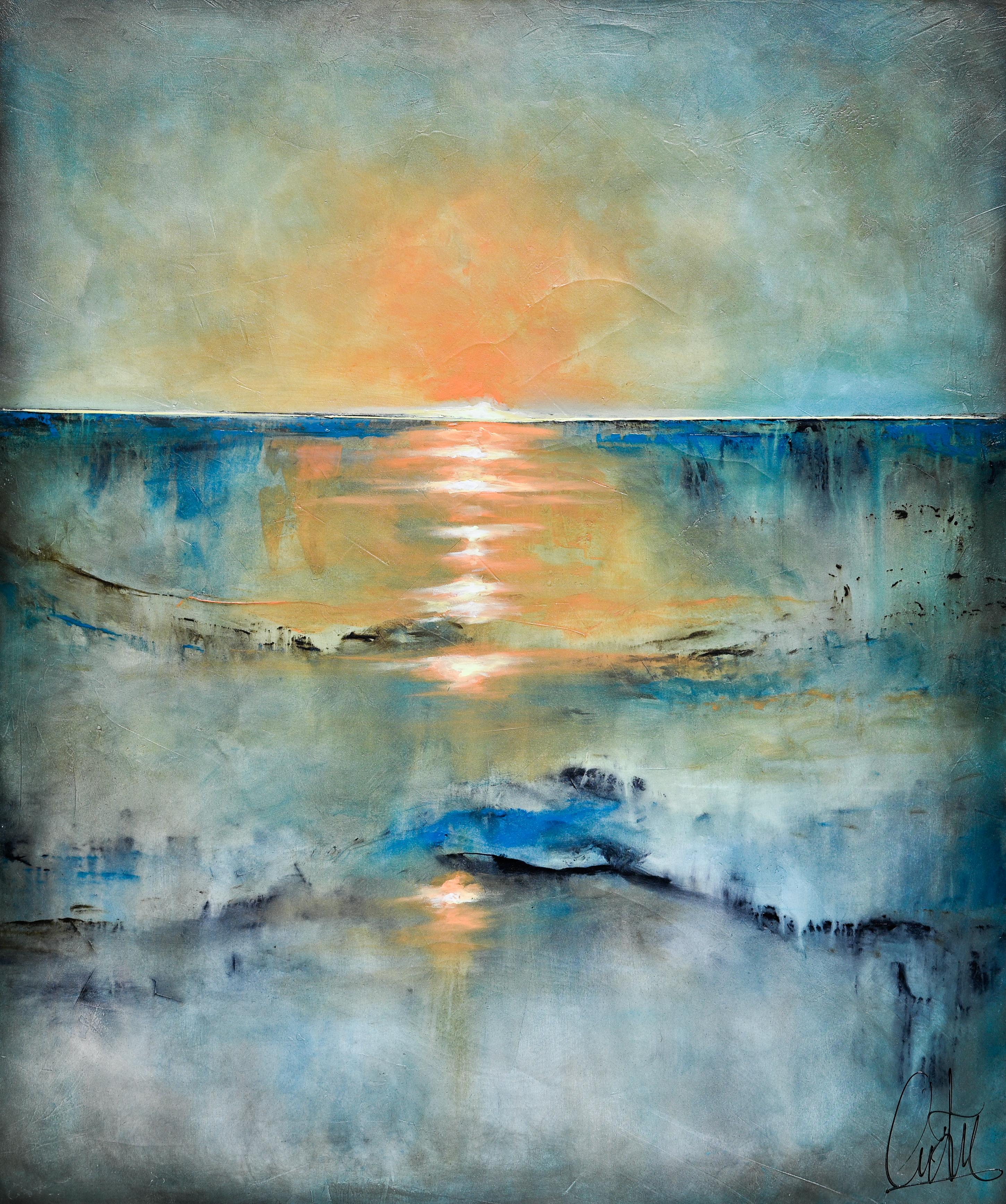 Die Königliche Sonne, Abstraktes Gemälde – Mixed Media Art von Fernando Garcia