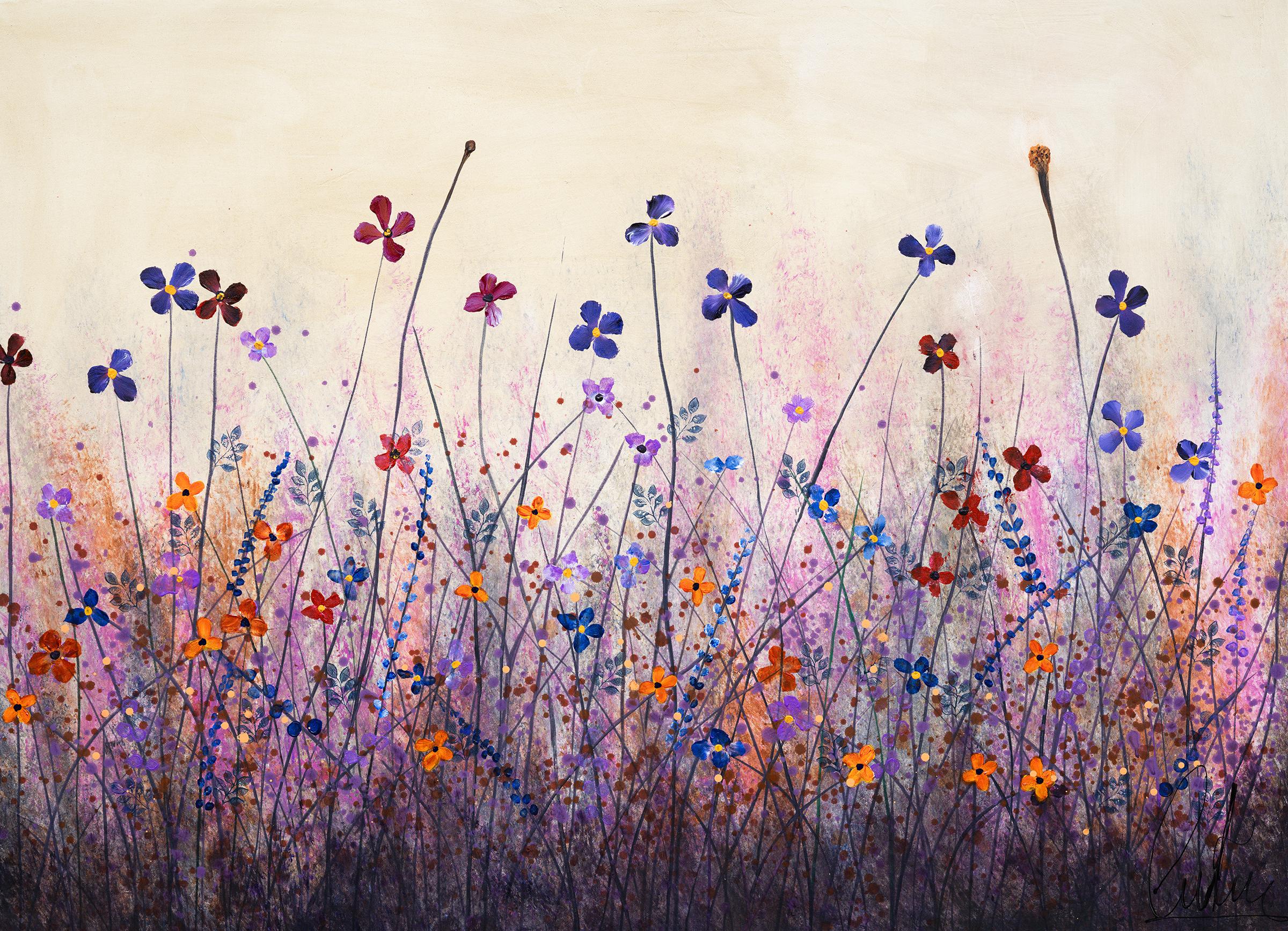 Margherite viola, dipinto originale - Art di Fernando Garcia
