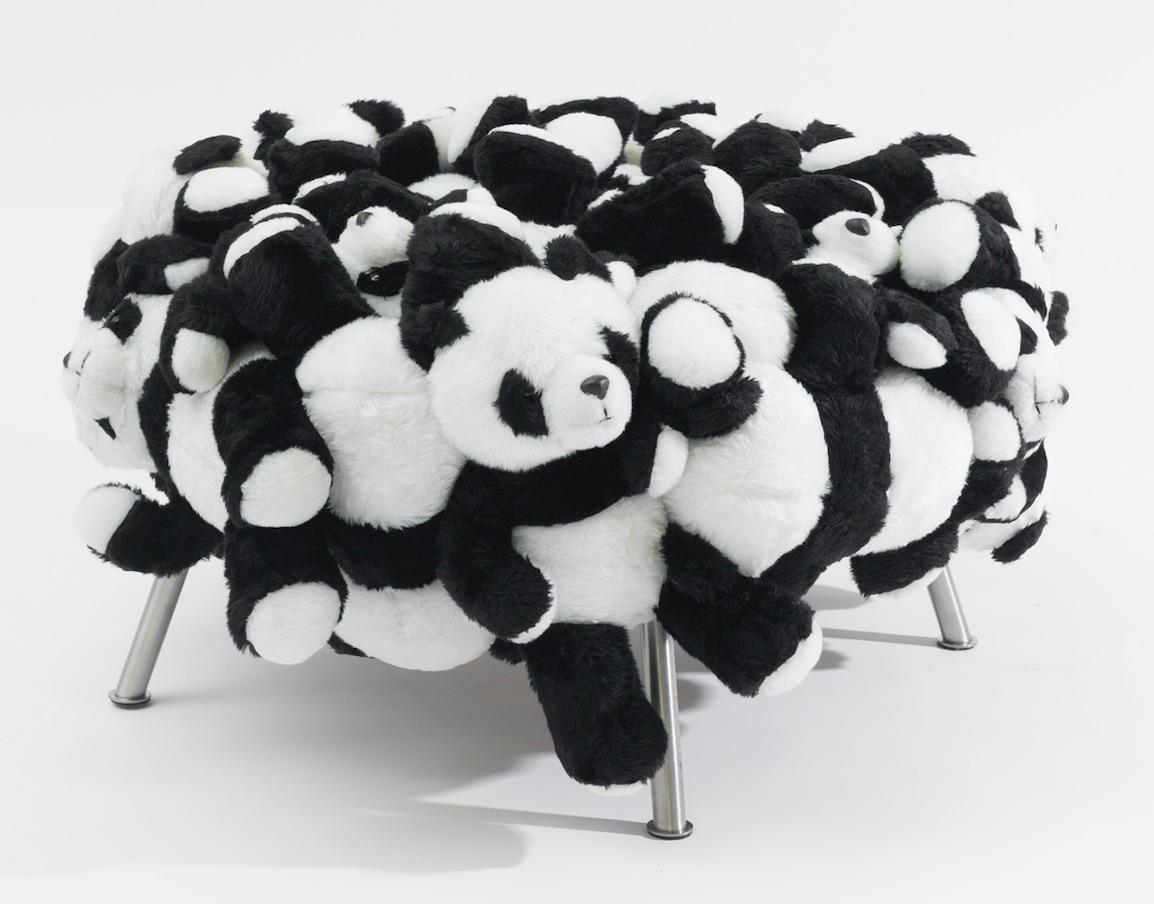 Fernando and Humberto Campana [Brazilian, b. 1961, 1953]
Panda Puff, 2010
Stuffed animals hand-sewn on canvas cover over brushed stainless steel structure
17.72 x 31.5 x 31.5 inches
45 x 80 x 80 cm

The Campana Brothers, Fernando (b. 1961) and