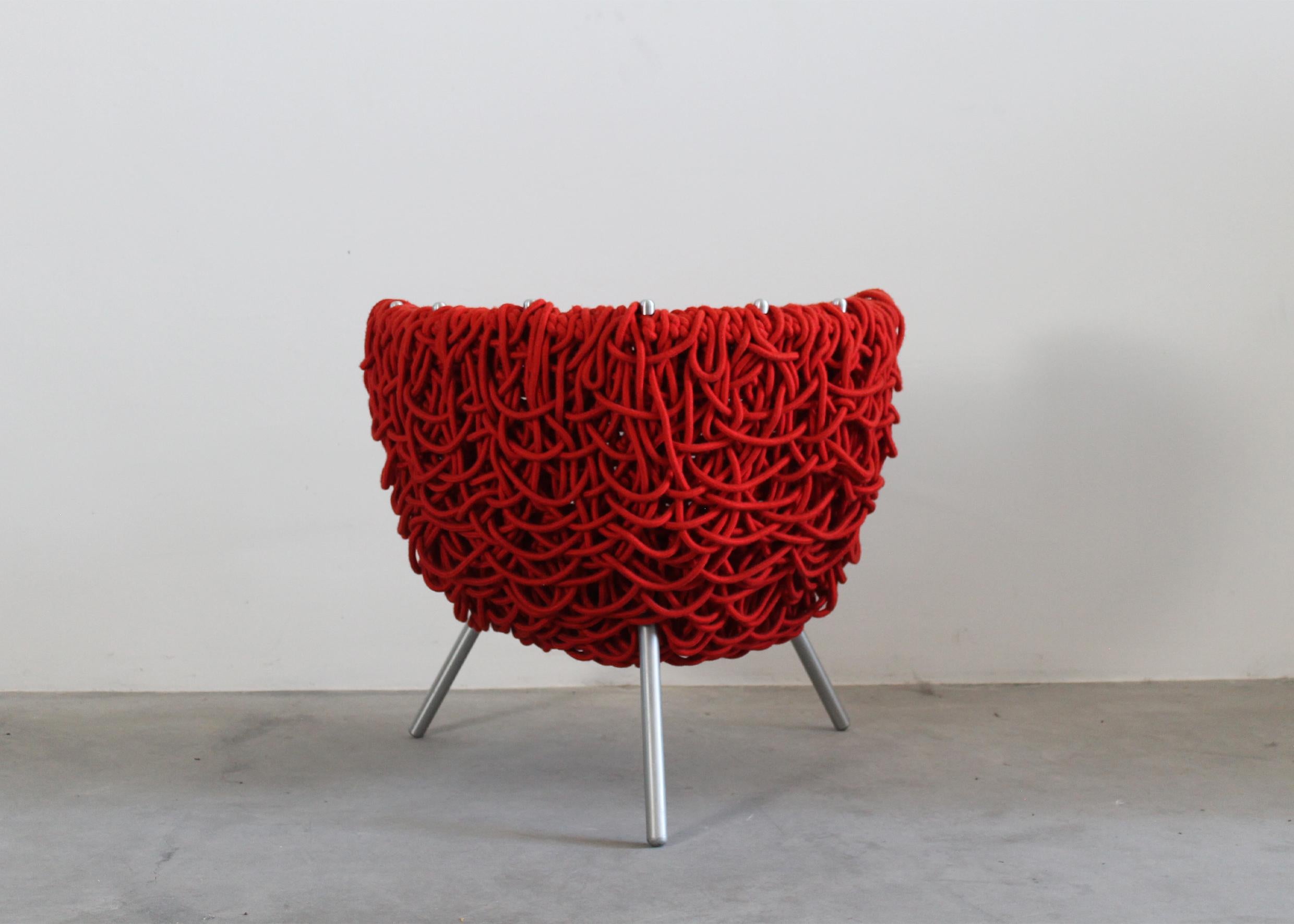 Other Fernando & Humberto Campana Vermelha Armchair in Red Rope and Steel by Edra 2000