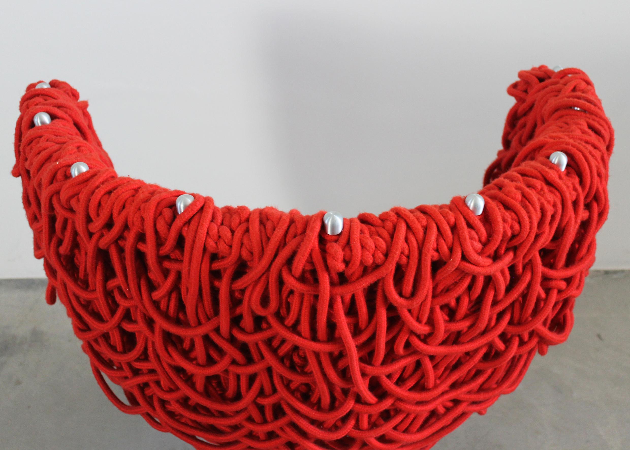 Contemporary Fernando & Humberto Campana Vermelha Armchair in Red Rope and Steel by Edra 2000