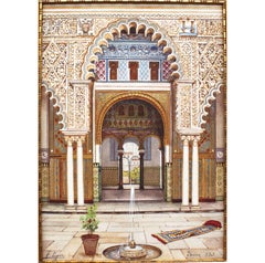Fernando Liger Hidalgo (Spanish, 1880-1945) Orientalist Watercolor "The Alcazar"