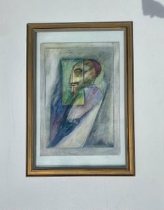 Fernando Luis Cuban-American Abstract Mixed Media Drawing on Paper, "Obispo #2"