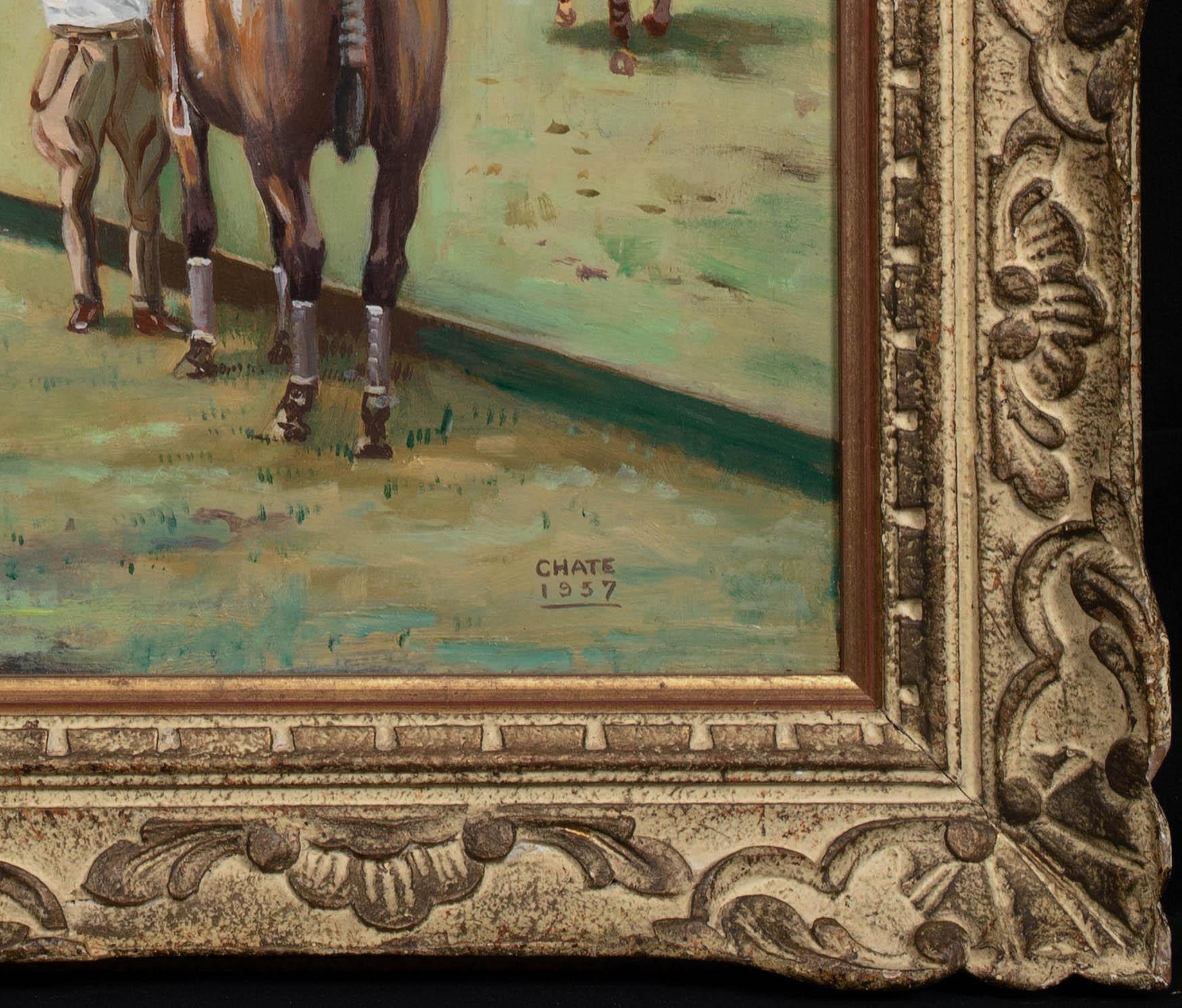 La partita di polo, data 1957

firmato Chate

Grande veduta inglese del 1957 di una partita di polo, olio su tavola firmato Chate. Buona qualità e condizione, raro studio precoce di questo sport. Incorniciato, datato e firmato.

Misure: 25