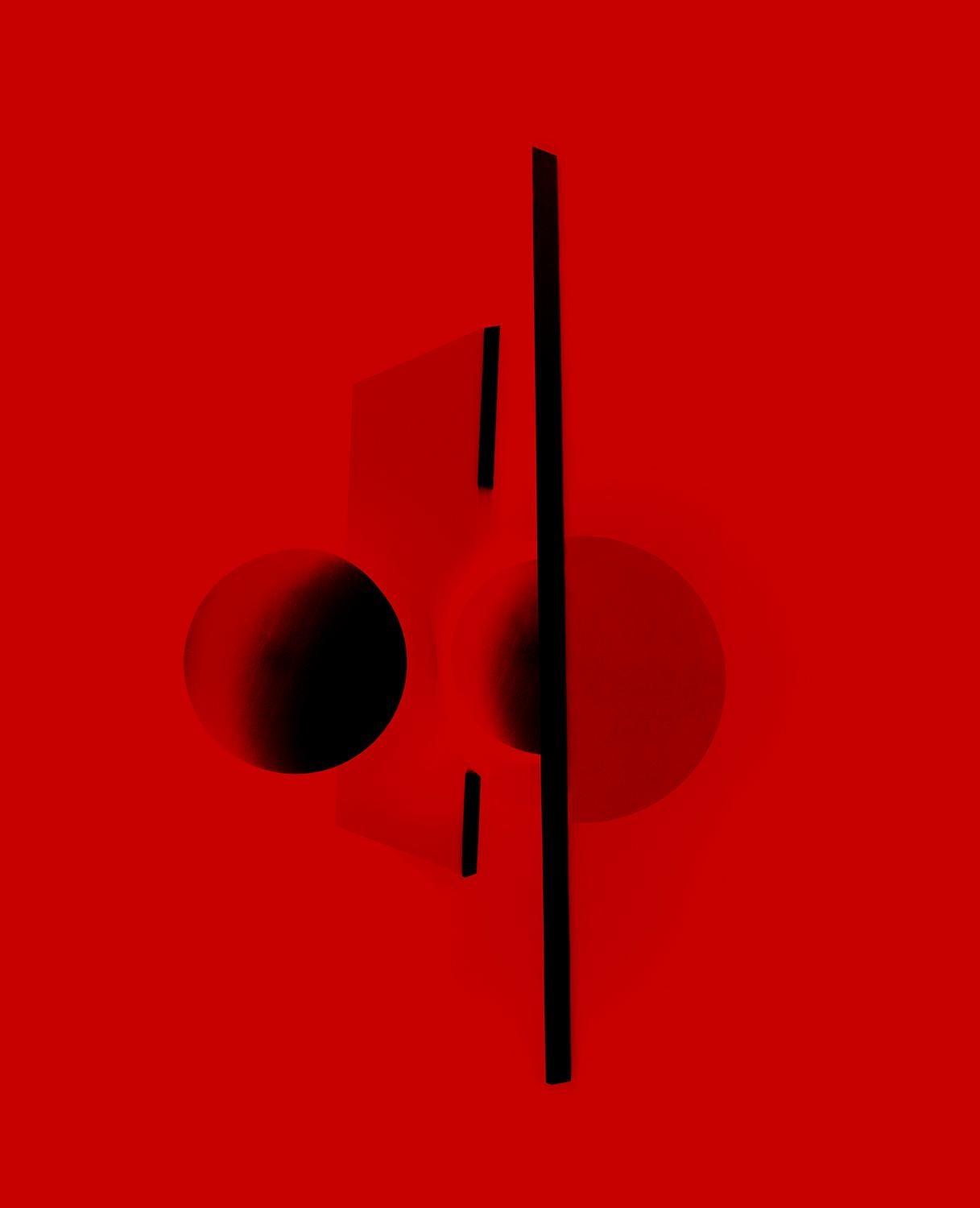 Red and black, abstract shape