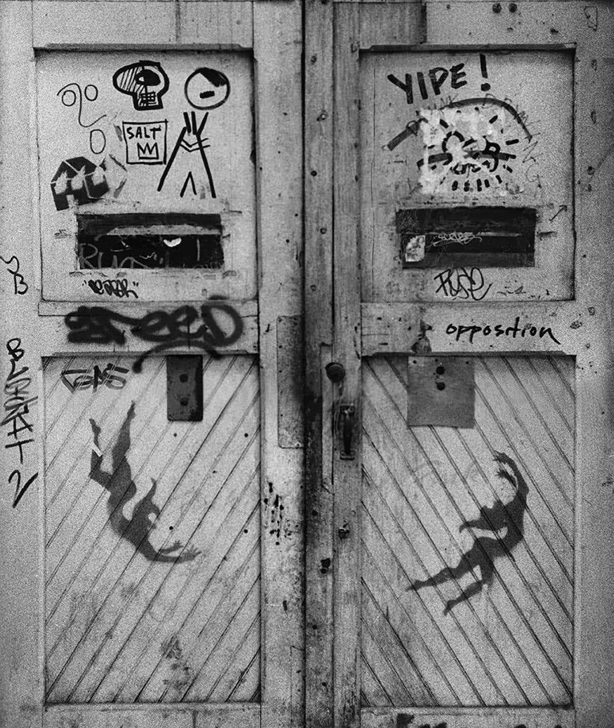 Basquiat Keith Haring NY Graffiti Photo 1980 (SAMO)  - Gray Black and White Photograph by Fernando Natalici