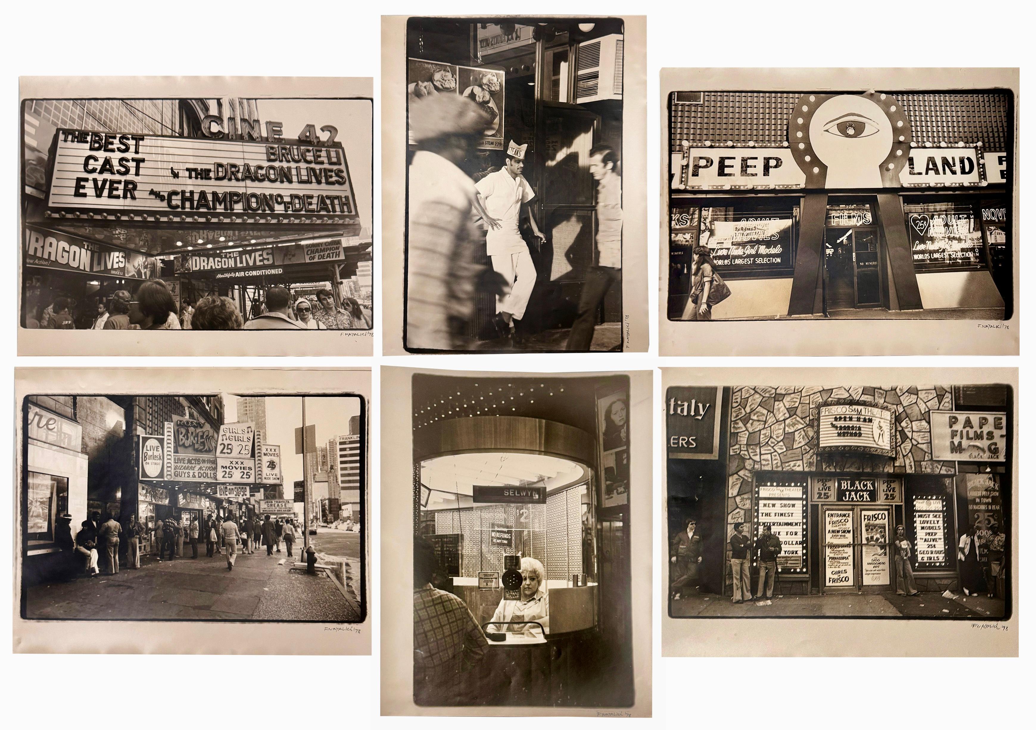 Fernando Natalici Times Square New York City 1978: set of 6 works:

In 1978, photographer Fernando Natalici, the creative mind behind stunning graphic design for iconic venues such as: Area, CBGB, Danceteria, Club 57 and the Mudd Club, spent
