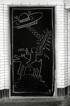Keith Haring Subway Art photo, circa 1981 ( dessins de Keith Haring dans le métro) 