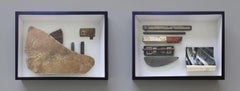 Territorios y Erosiones VII,  Objetos encontrados en caja de madera escultura de pared