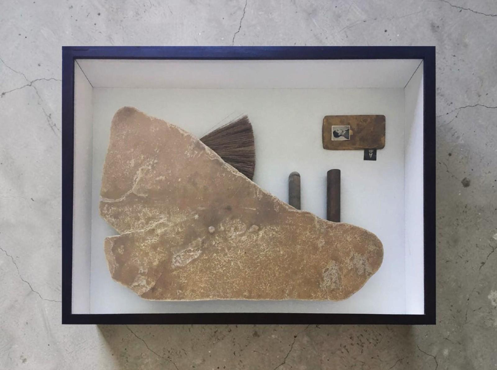 Territorios, Found objects in wood box wall sculpture. One of a kind