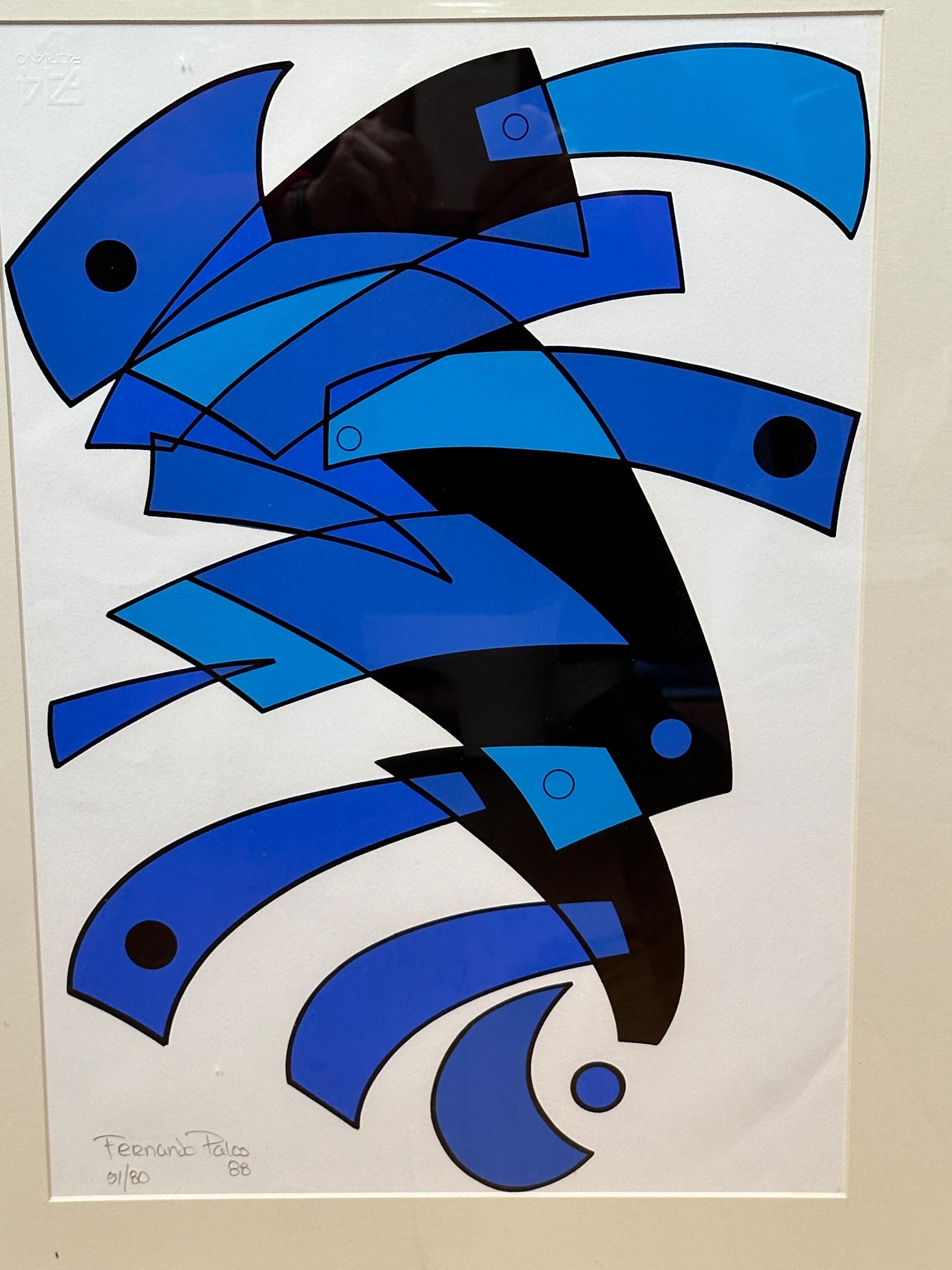 Fernando Palos Blue Abstract For Sale 1