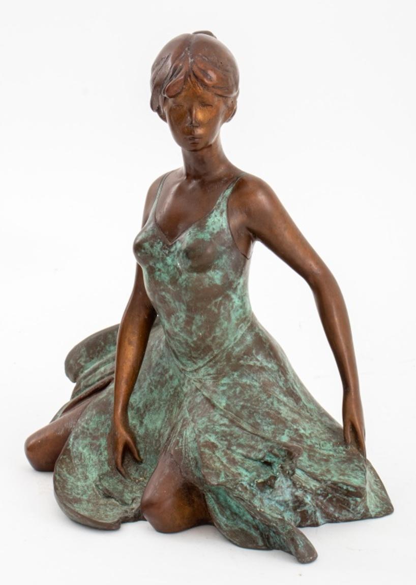 Fernando Regazzo (Italian, born 1945) patinated bronze sculpture depicting a seated ballerina, signed 
