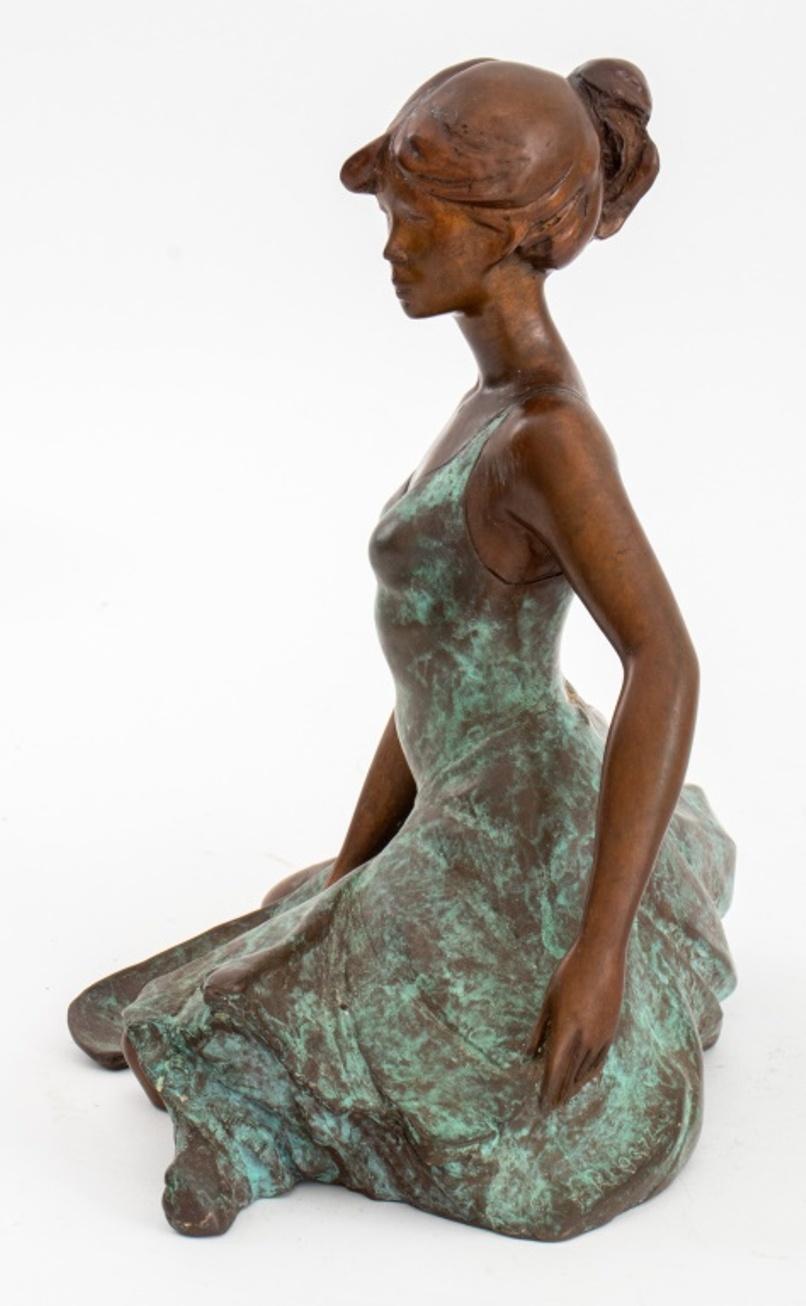 Mid-Century Modern Fernando Regazzo Seated Ballerina Bronze Sculpture