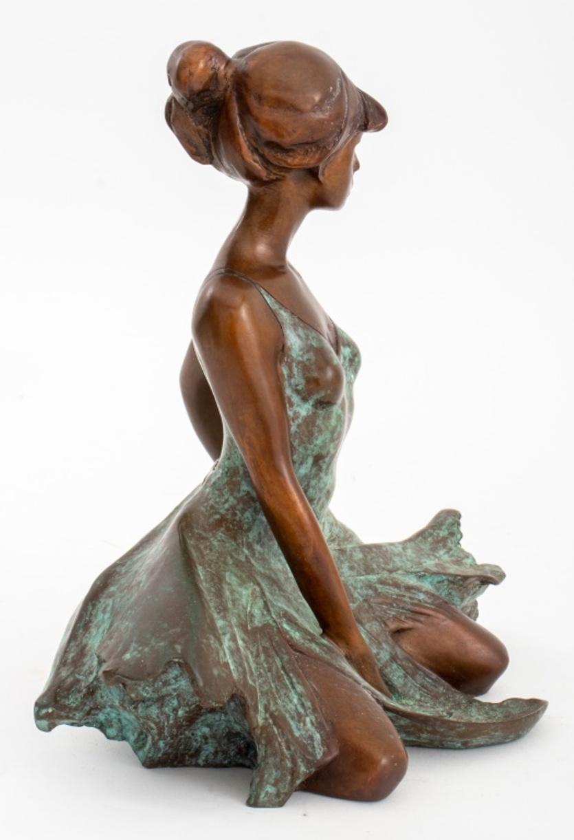 Fernando Regazzo Seated Ballerina Bronze Sculpture In Good Condition For Sale In New York, NY
