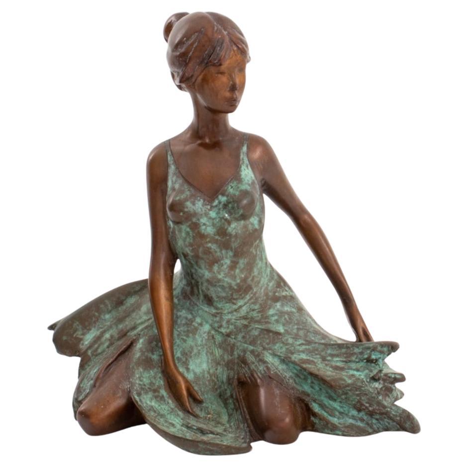 Fernando Regazzo Seated Ballerina Bronze Sculpture For Sale