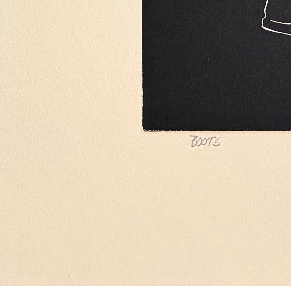 Bottes, linogravure de nus féminins de Fernando Reyes en vente 2