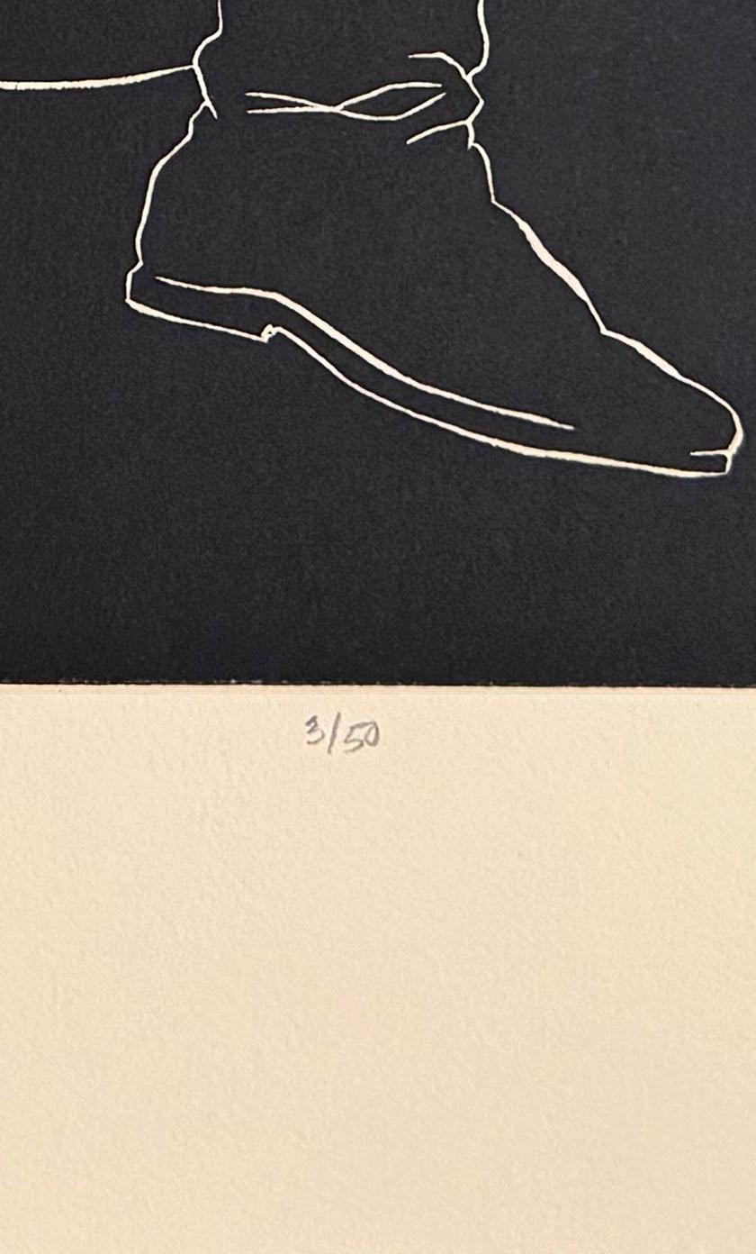 Bottes, linogravure de nus féminins de Fernando Reyes en vente 3