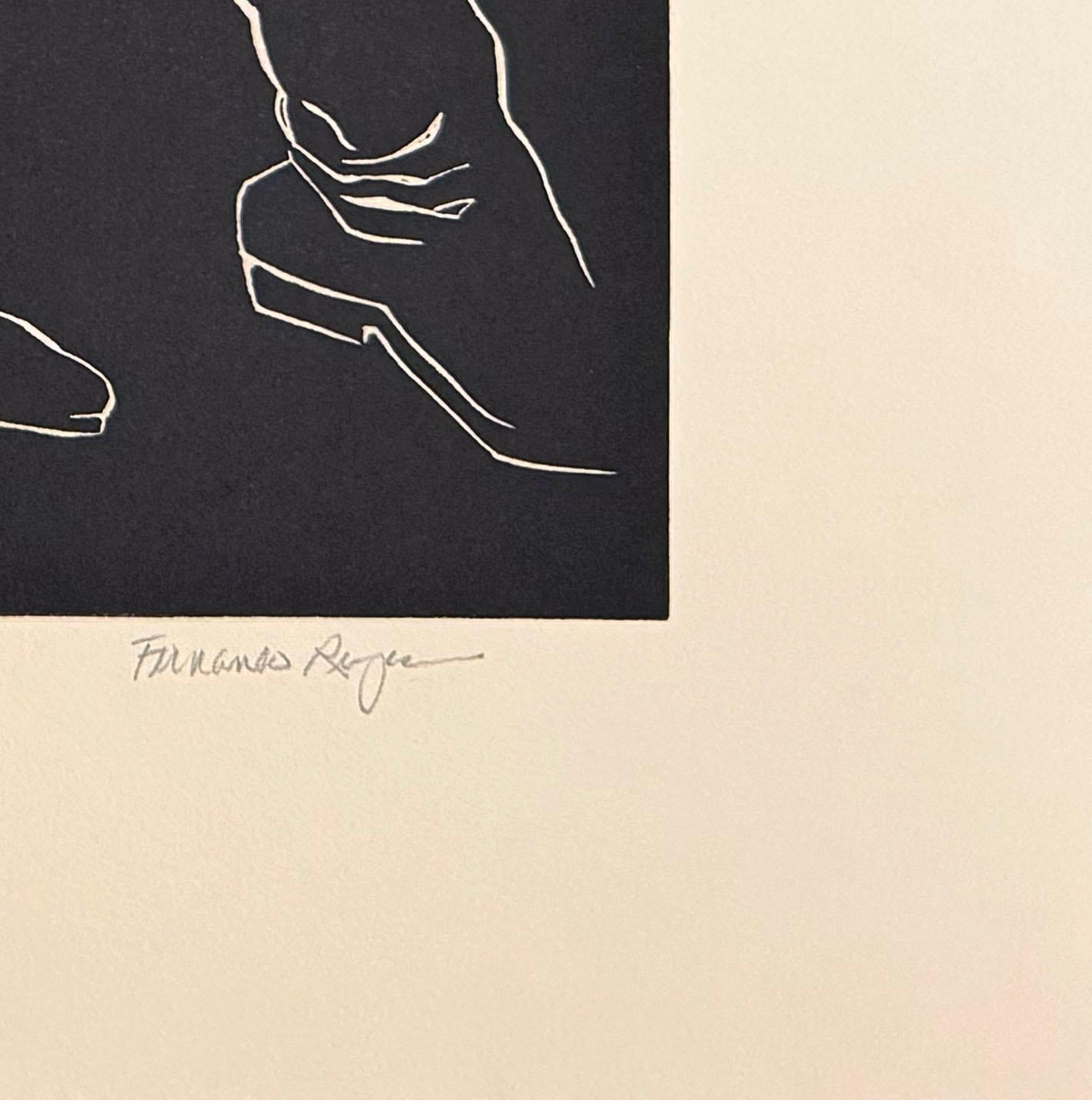 Bottes, linogravure de nus féminins de Fernando Reyes en vente 4