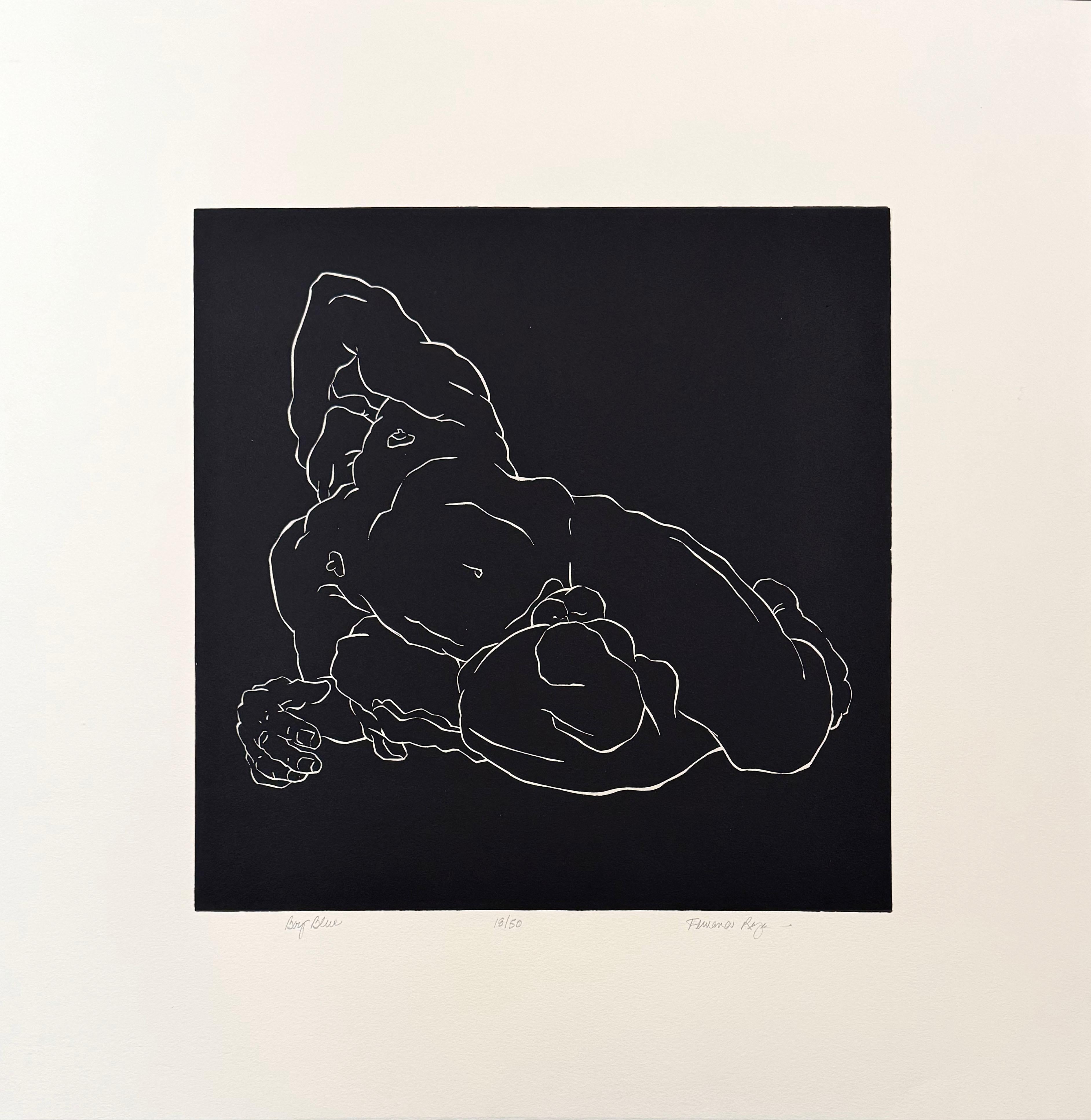 Blauer Junge Junge, von Fernando reys – Print von Fernando Reyes