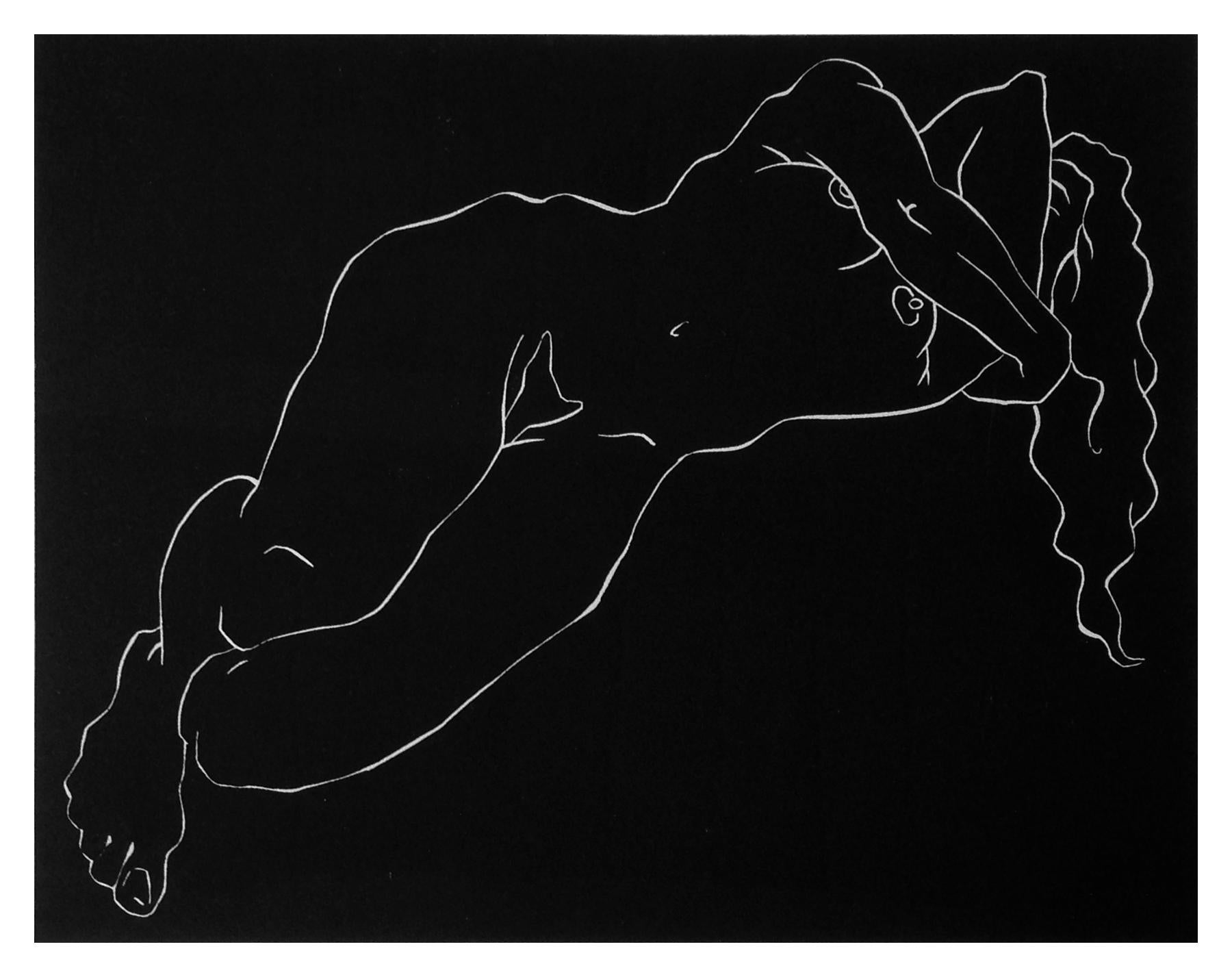 Signed and numbered linocut, from a series of 4 male and female nudes.

Reyes attended The School of the Art Institute of Chicago, where he received a Bachelor of Fine Arts degree in 1997. After moving back to California, he opened his studio in