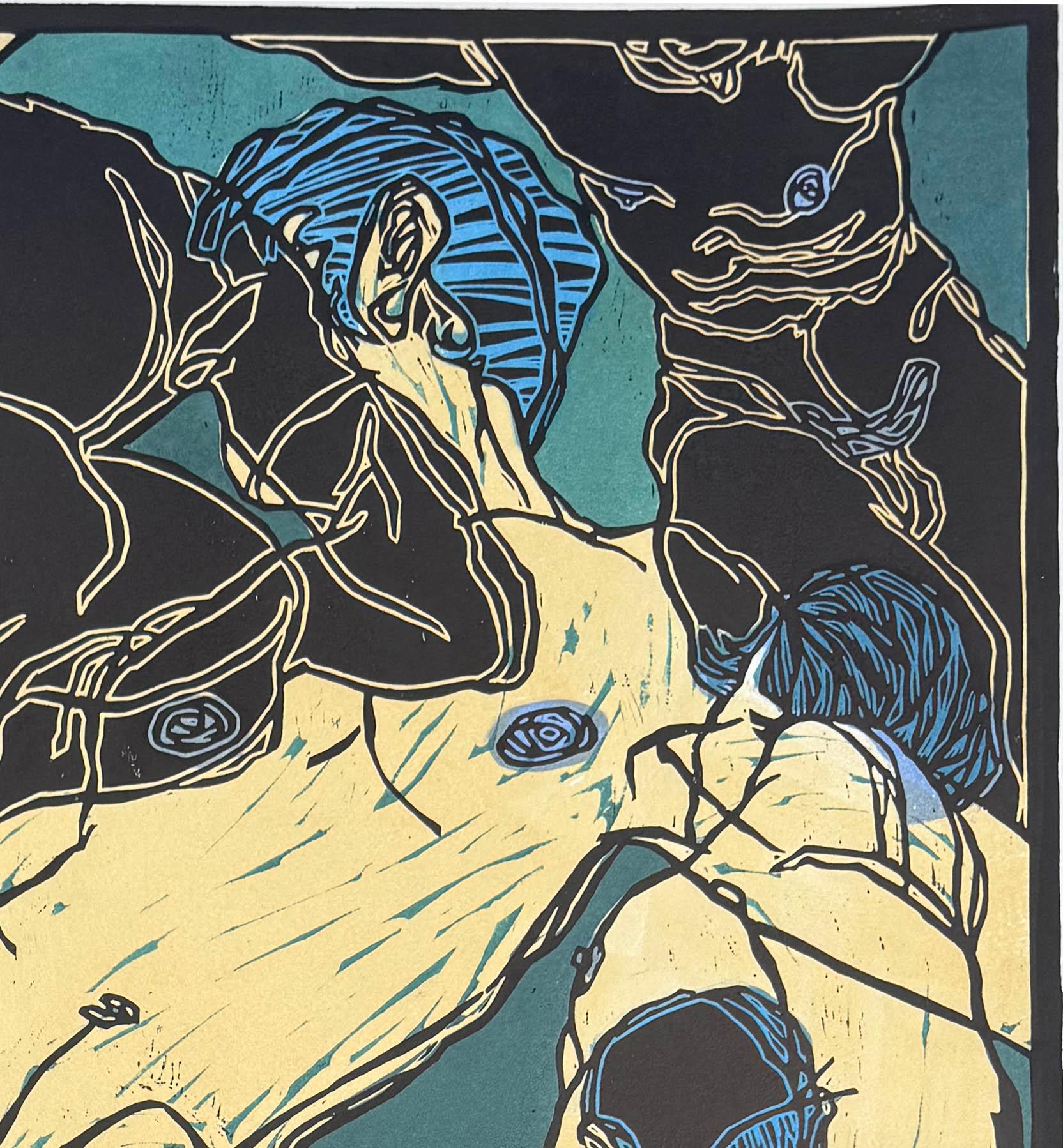 Les Hommes a/p cvII (blue/green variant), by Fernando Reyes For Sale 3