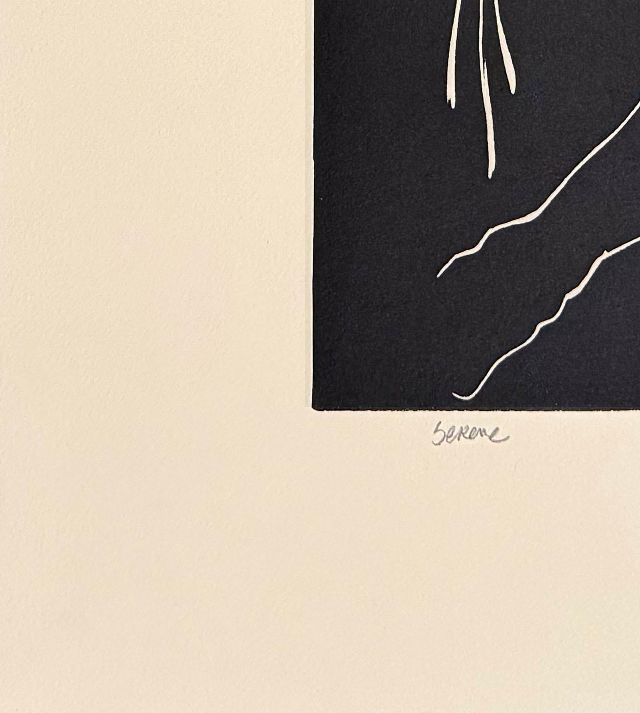 Serein, linogravure de nus féminins de Fernando Reyes en vente 1