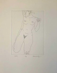 SLF V (Single Line Female V), etching of female nude by Fernando Reyes