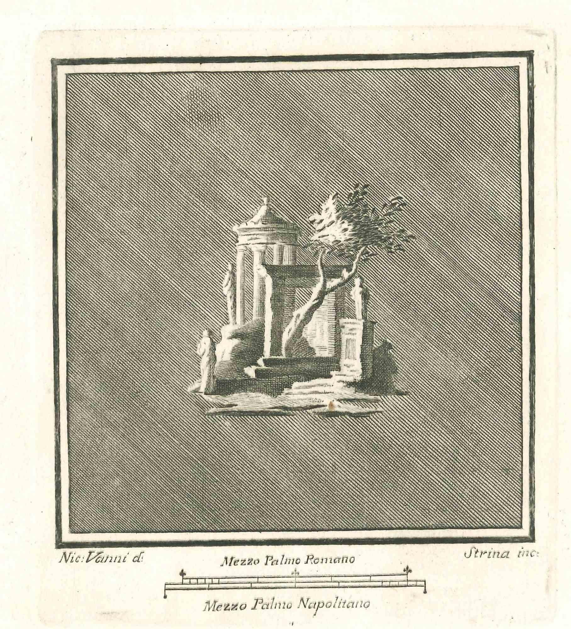 Paysage antique de la série "Antiquités d'Herculanum", est une gravure sur papier réalisée par Fernando Strina au 18ème siècle.

Signé sur la plaque.

Bonnes conditions.

 

La gravure appartient à la suite d'estampes "Antiquités d'Herculanum