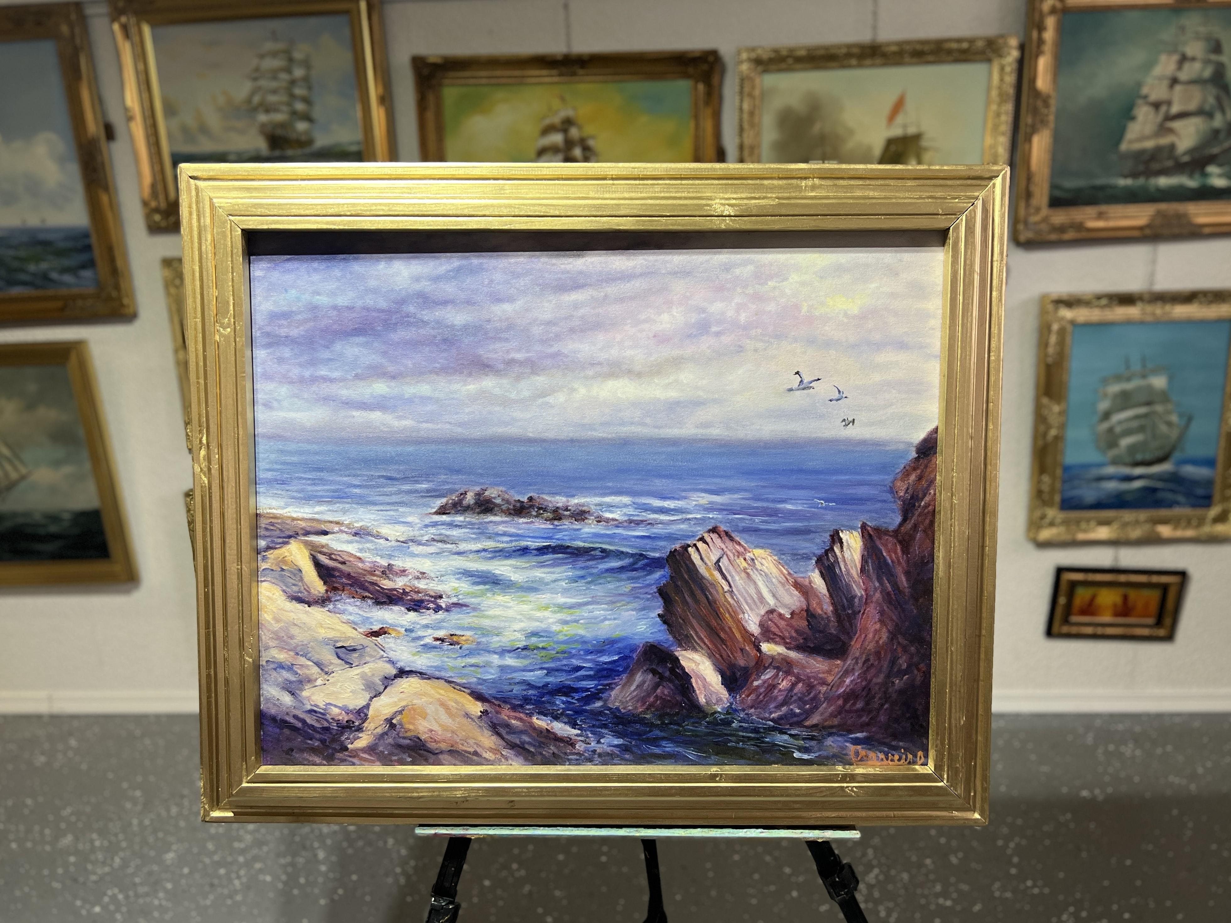 Original Oil painting on canvas, seascape, Attr. to Fernando VARELA CLAVEIRO For Sale 1