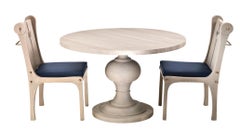 FERNE Mesa de comedor redonda para exterior de sasafrás y madera de cedro - Base torneada