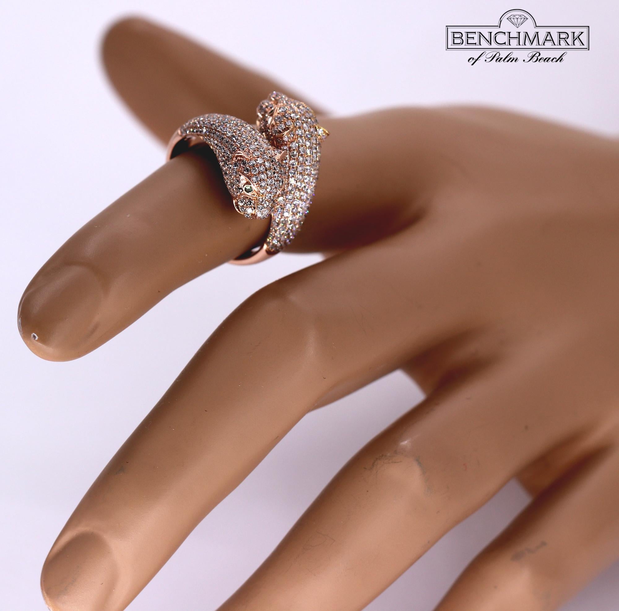 Ferocious Rose Gold and Diamond Big Cat Bypass Ring 1