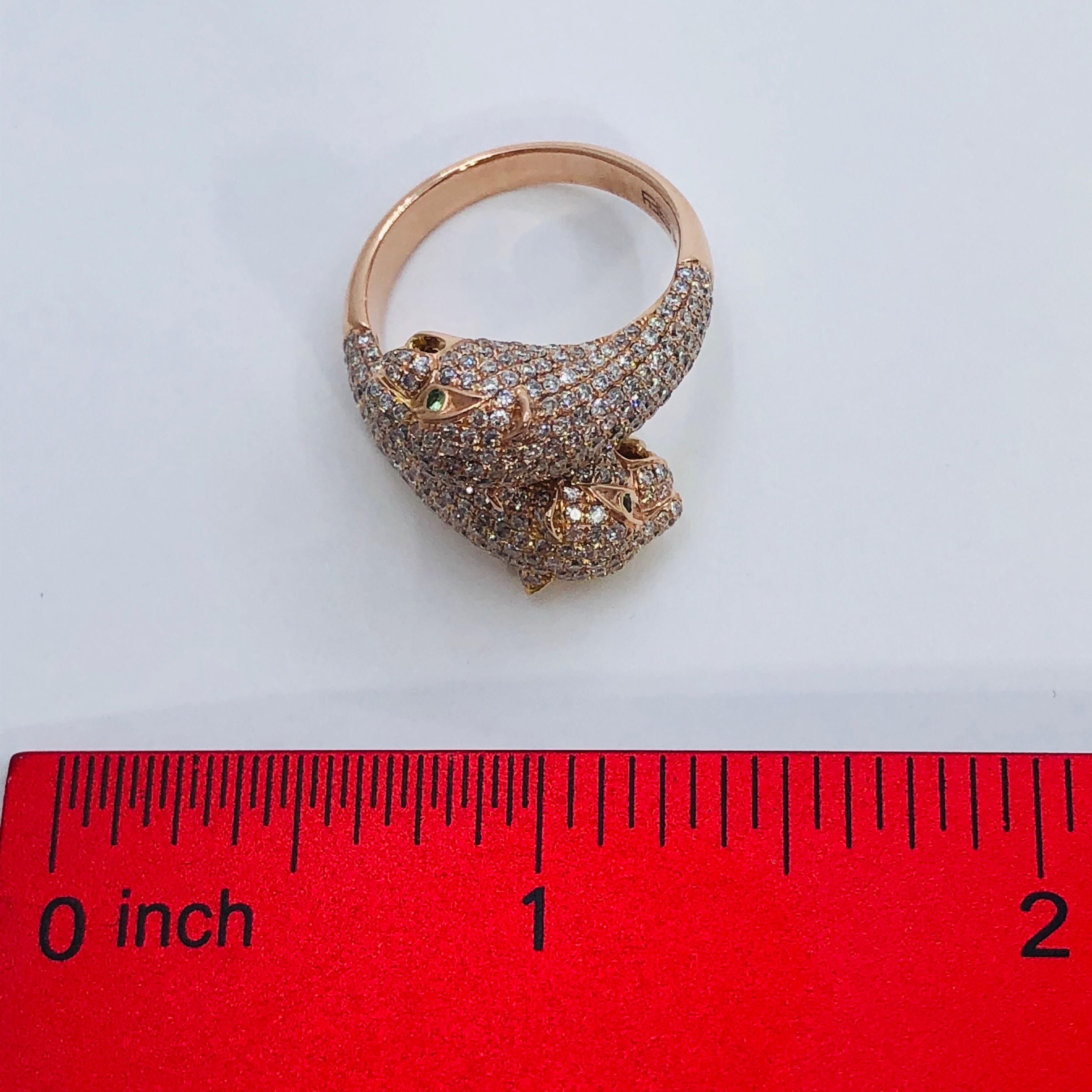 Ferocious Rose Gold and Diamond Big Cat Bypass Ring 2